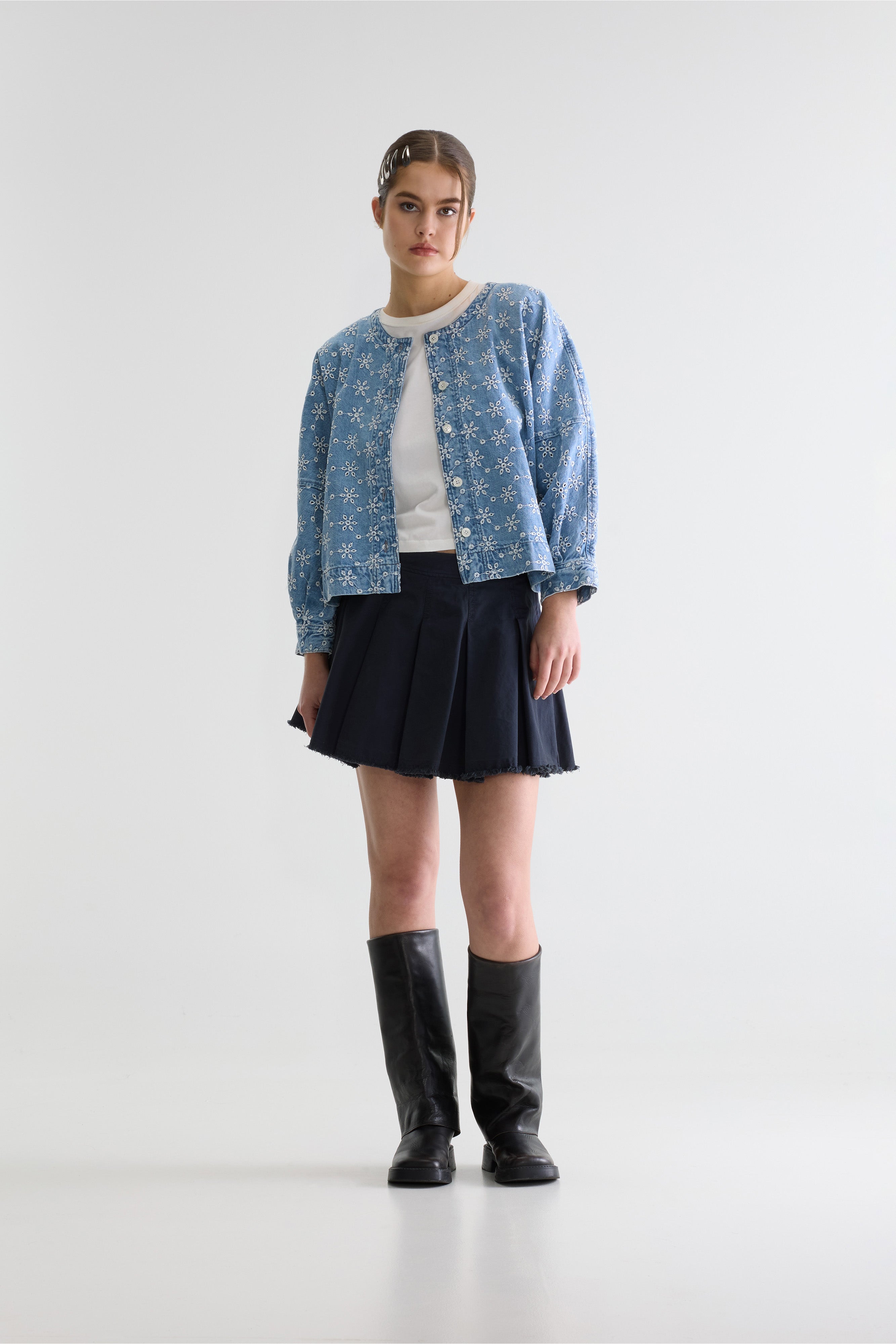Pinda denim blouse (261 / W / MEDIUM BLEACH)
