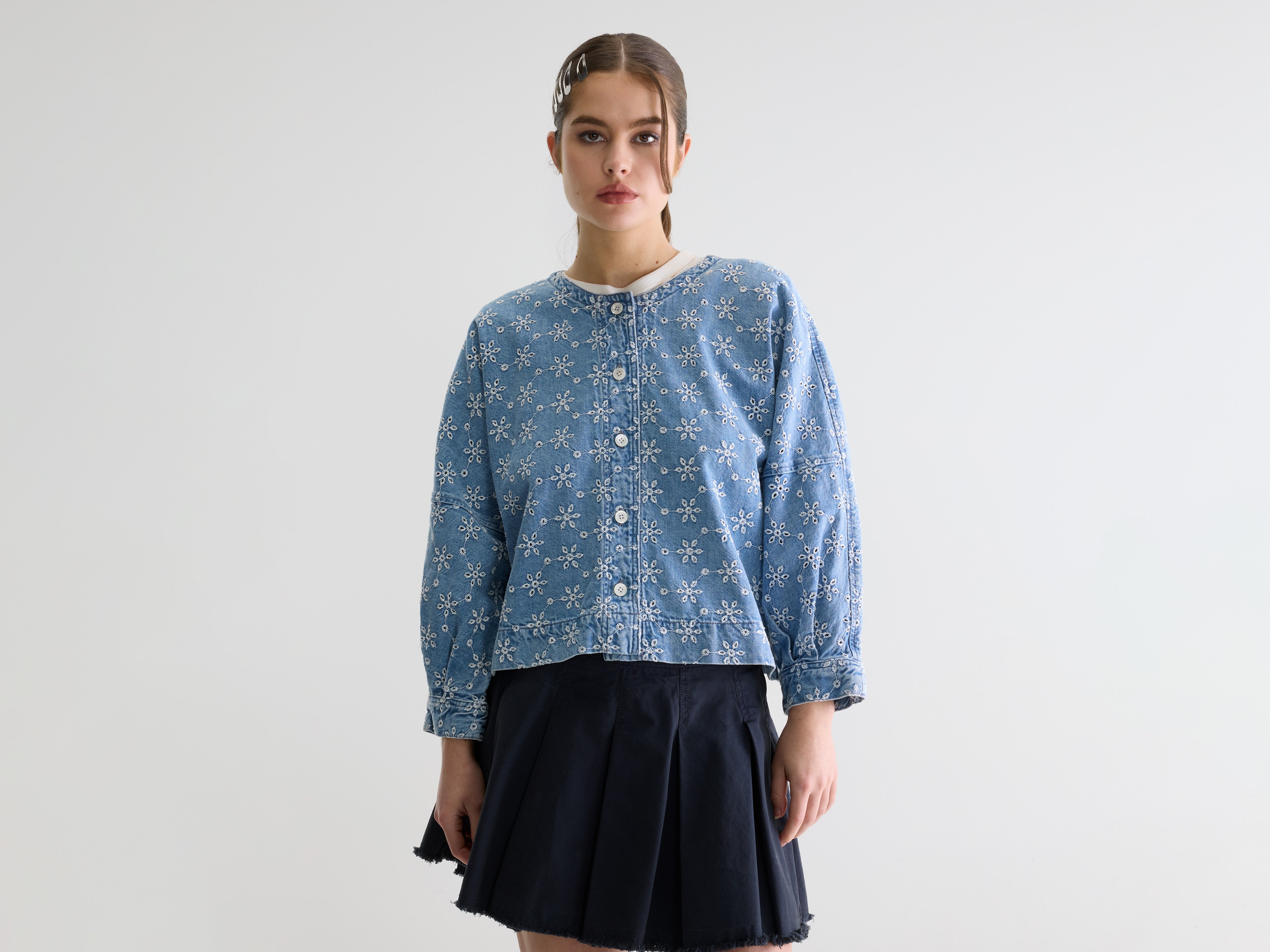 Pinda denim blouse (261 / W / MEDIUM BLEACH)