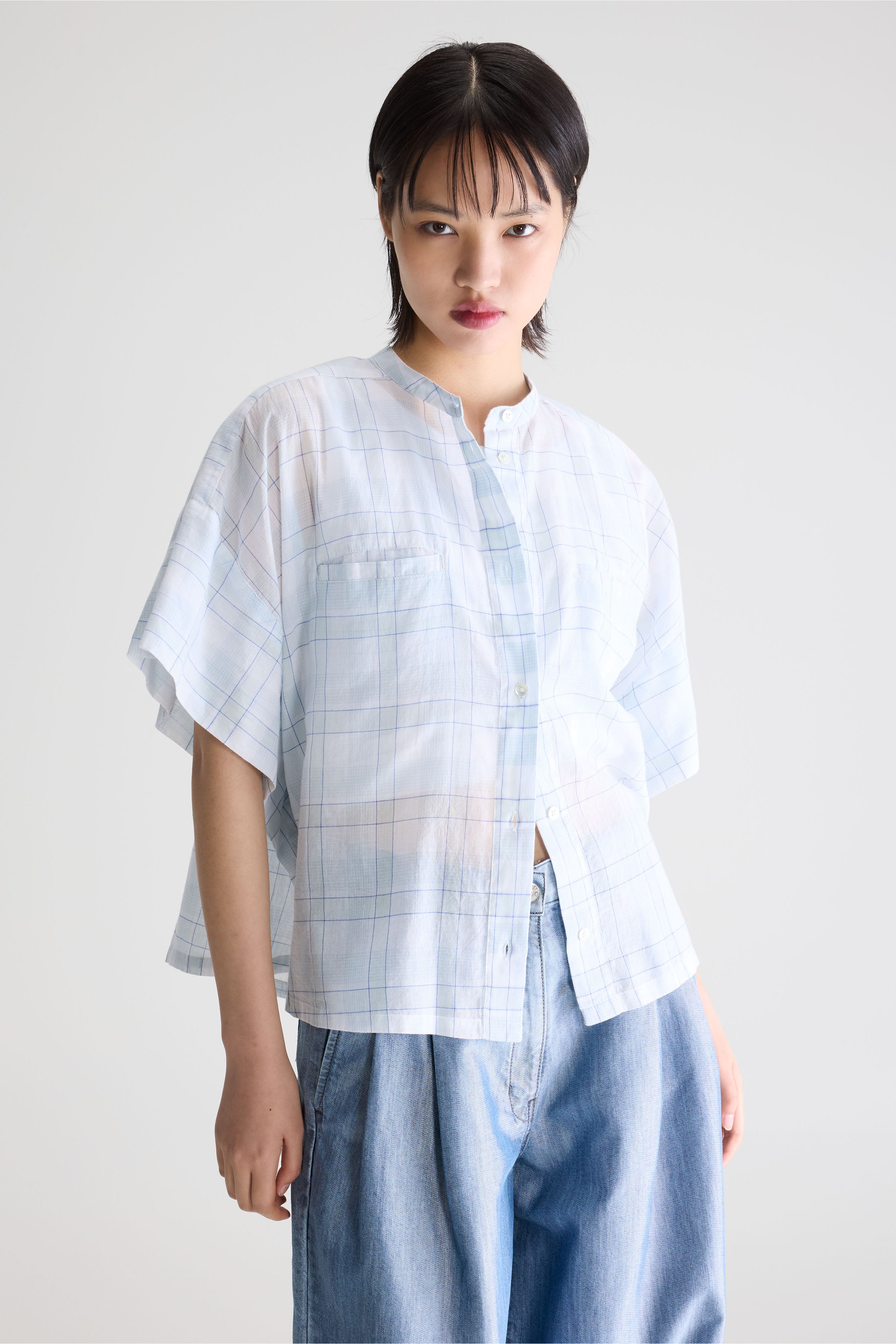 Cloe Sleeveless Shirt - Agua verde / White For Women | Bellerose
