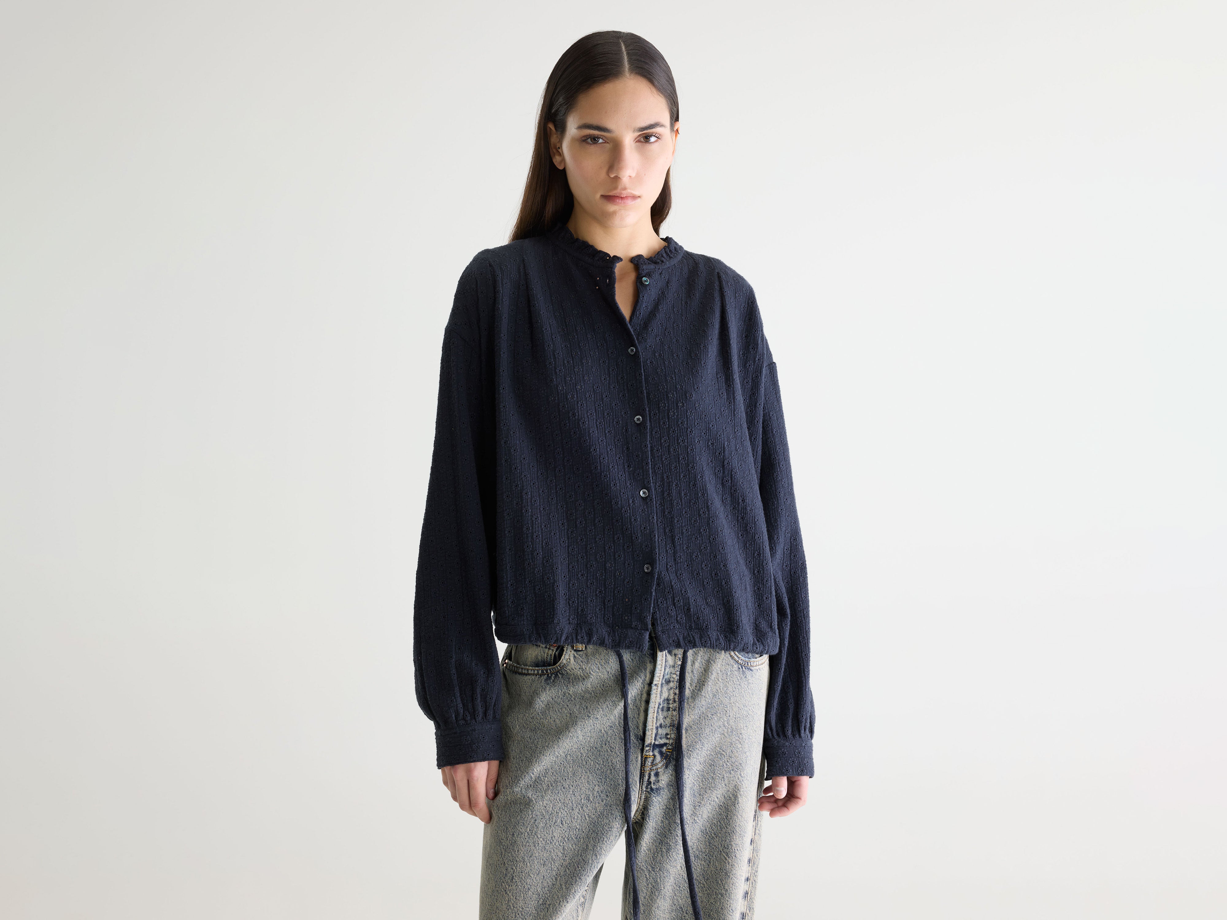 Chelsy embroidered blouse (261 / W / NAVY)