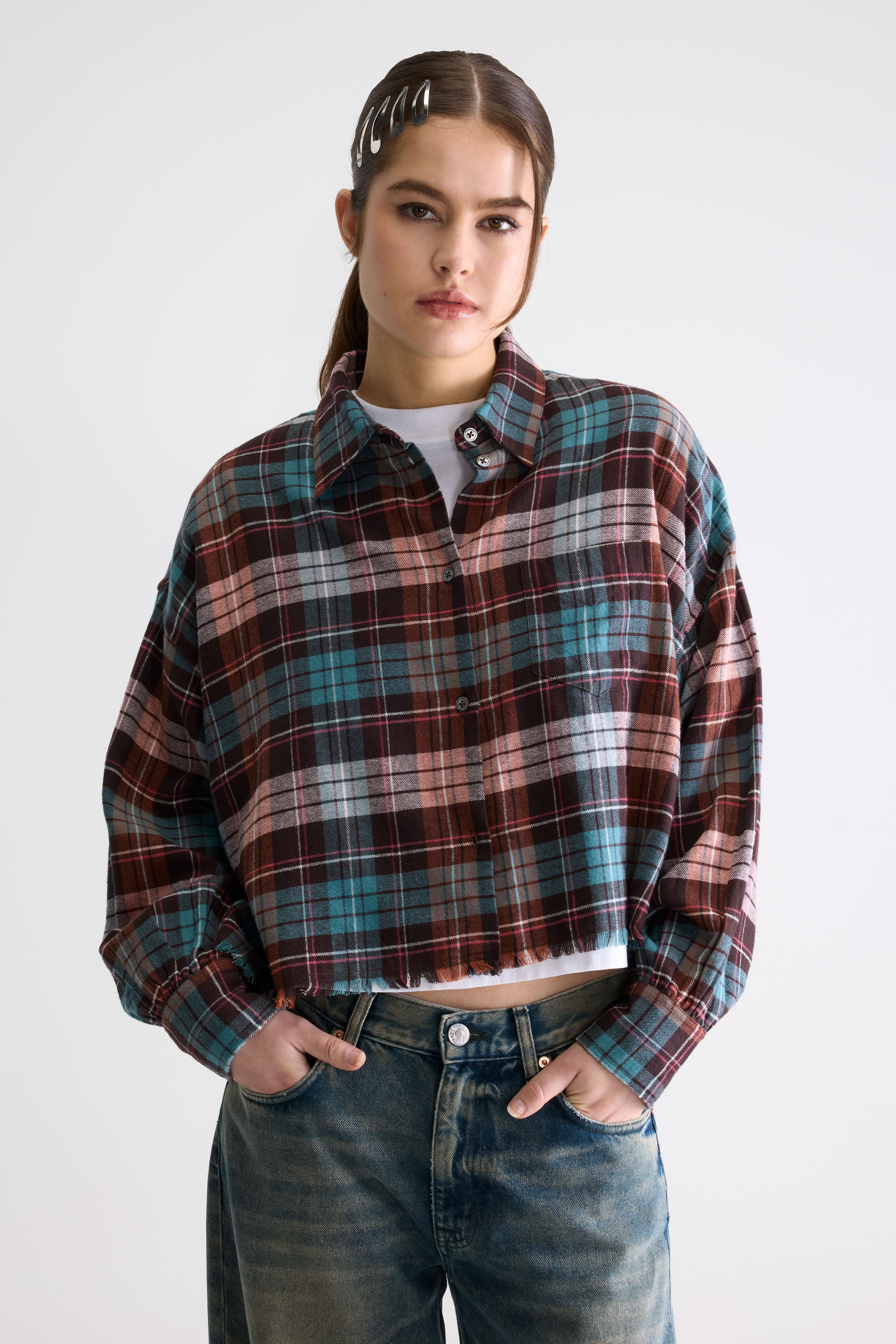 Kraft cropped shirt (261 / W / CHECK A)