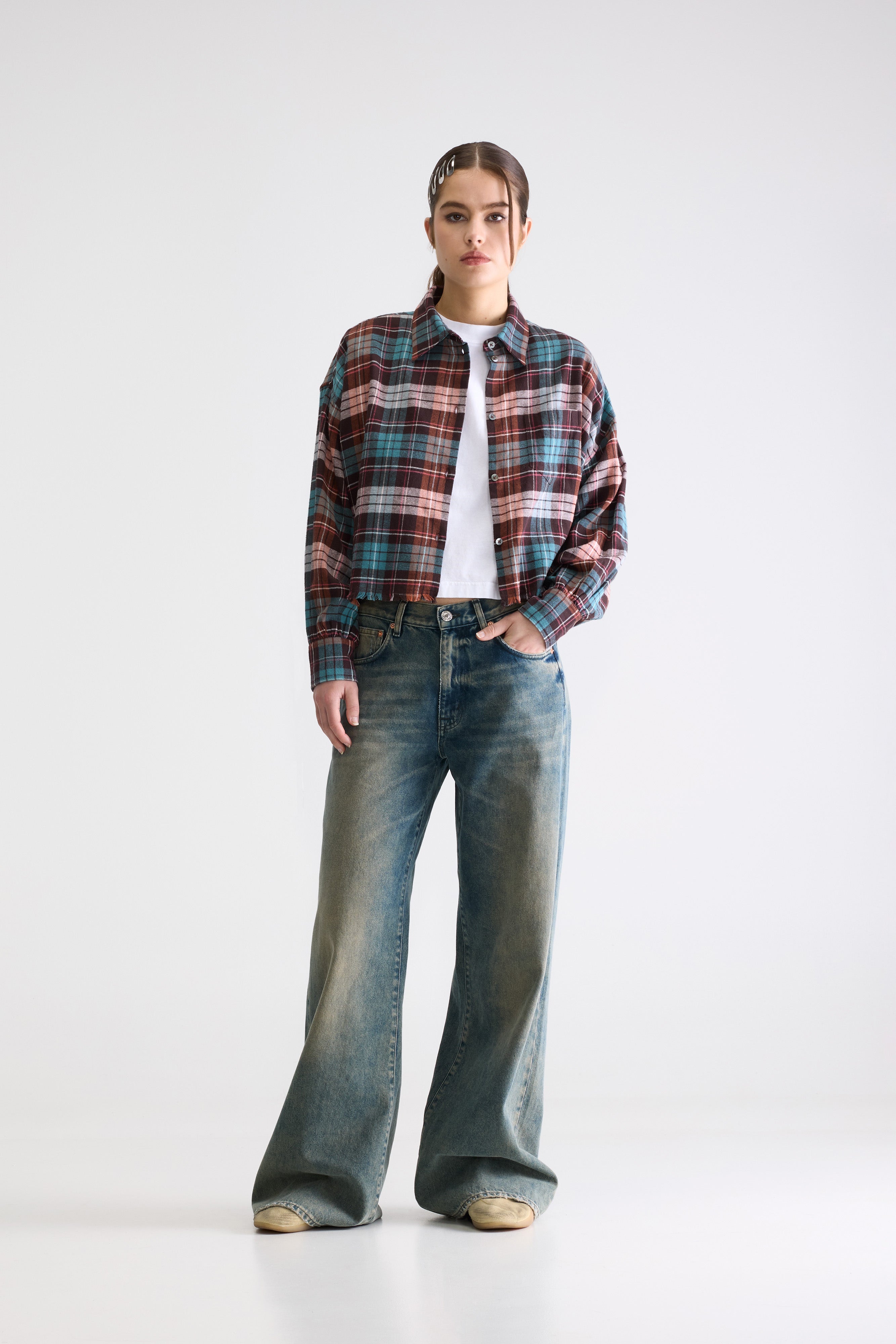 Kraft cropped shirt (261 / W / CHECK A)