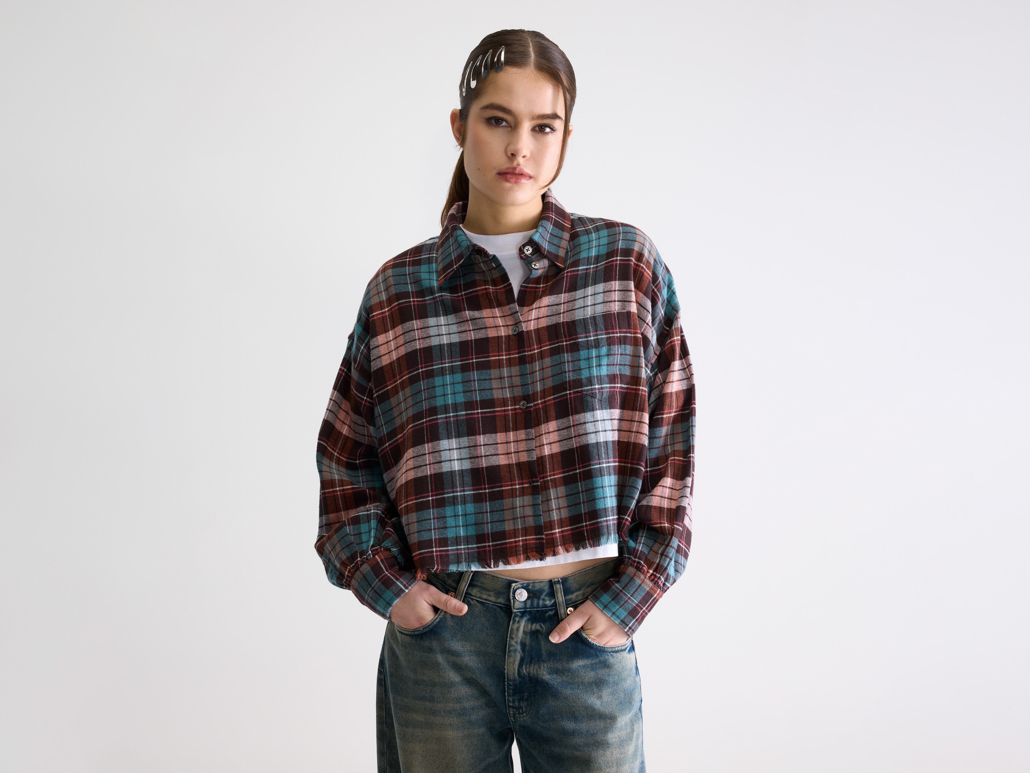 Kraft cropped shirt (261 / W / CHECK A)