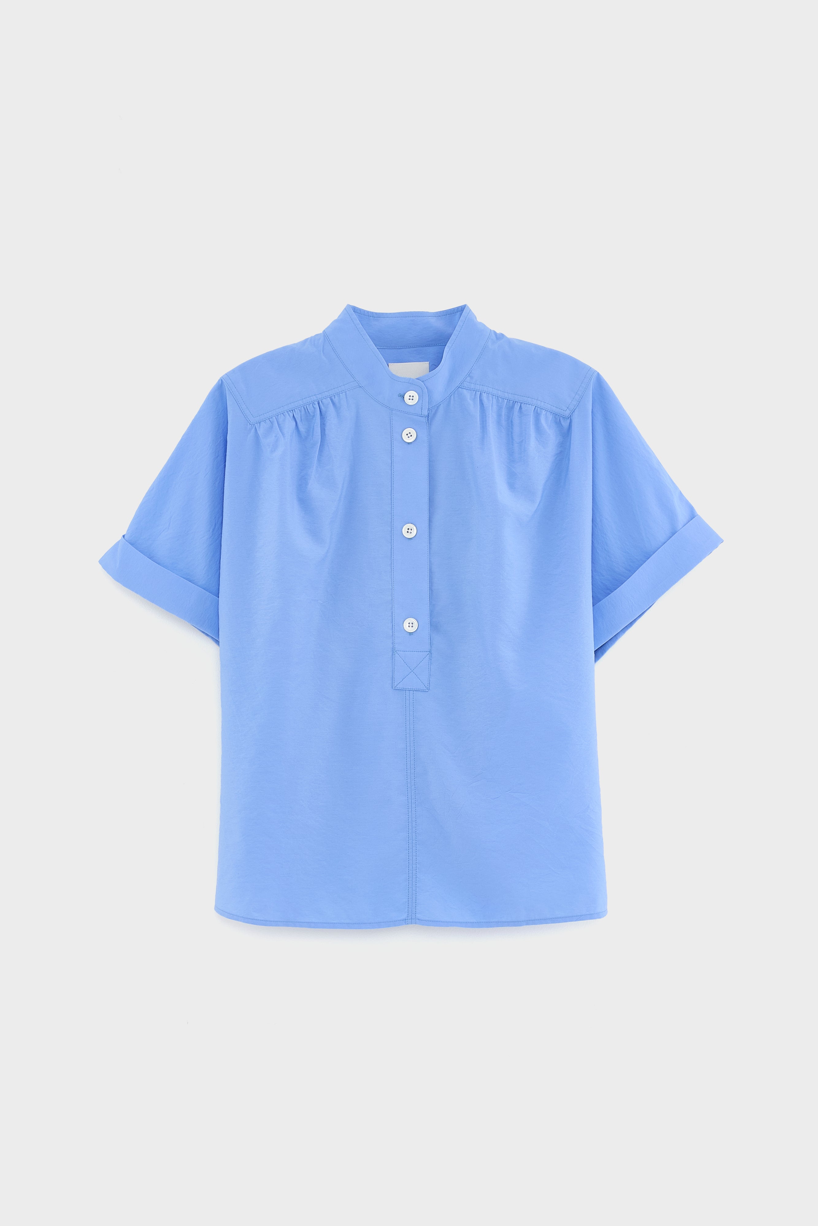 Pear short-sleeve blouse (261 / W / BLUE SHIRT)
