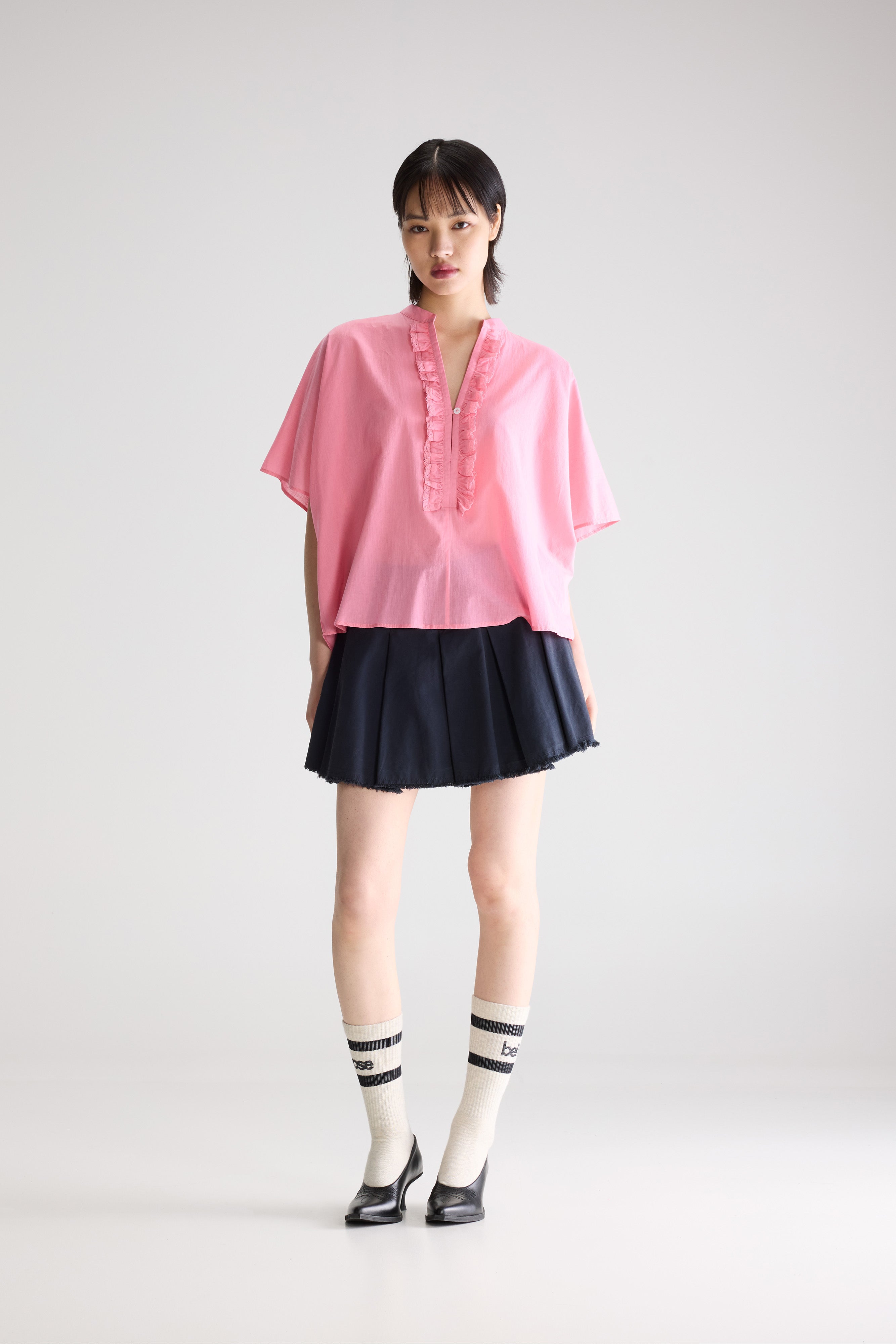 Dahlia ruffled blouse (261 / W / GERANIUM)