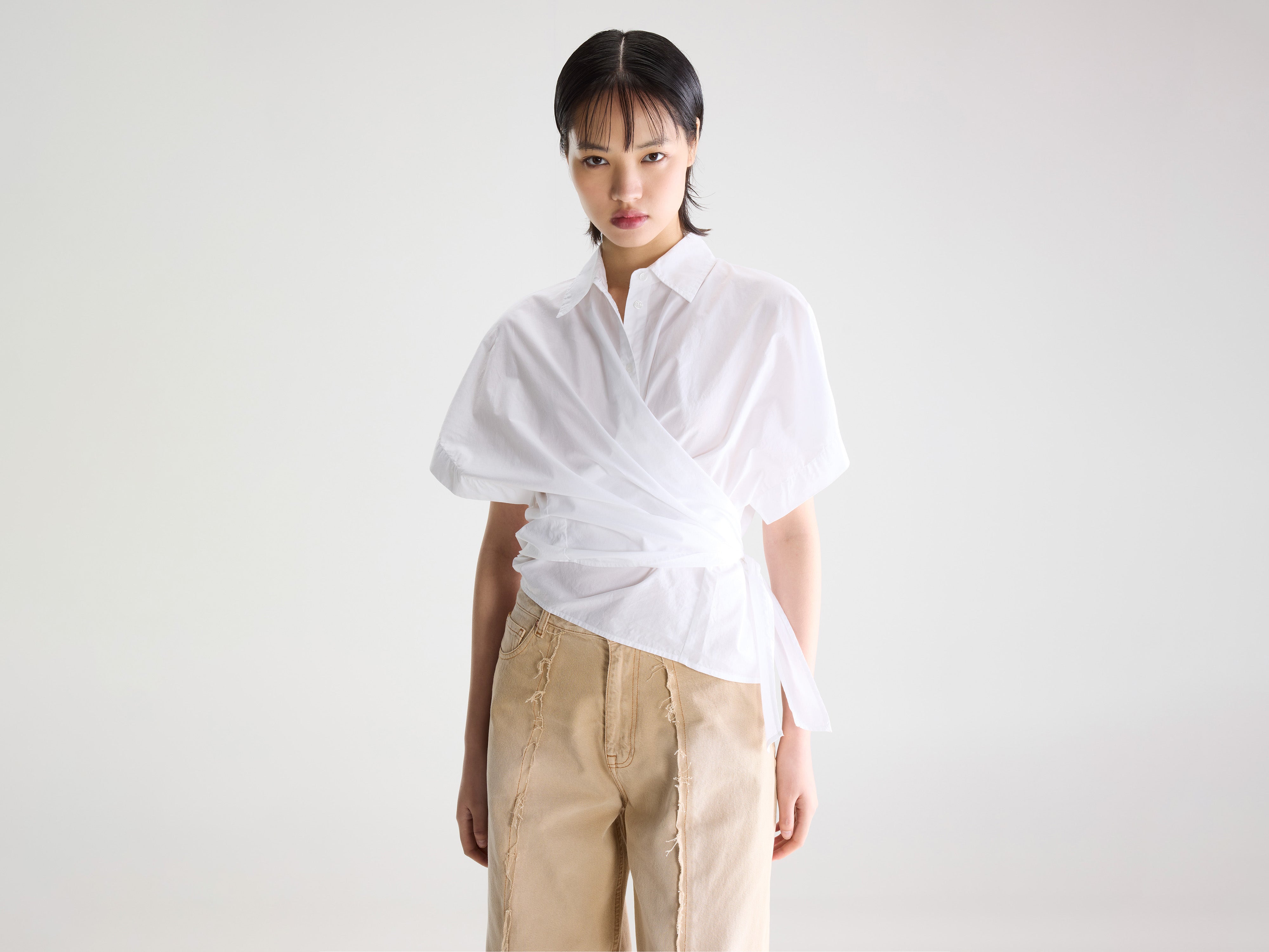 Coral tie-up blouse (261 / W / WHITE)