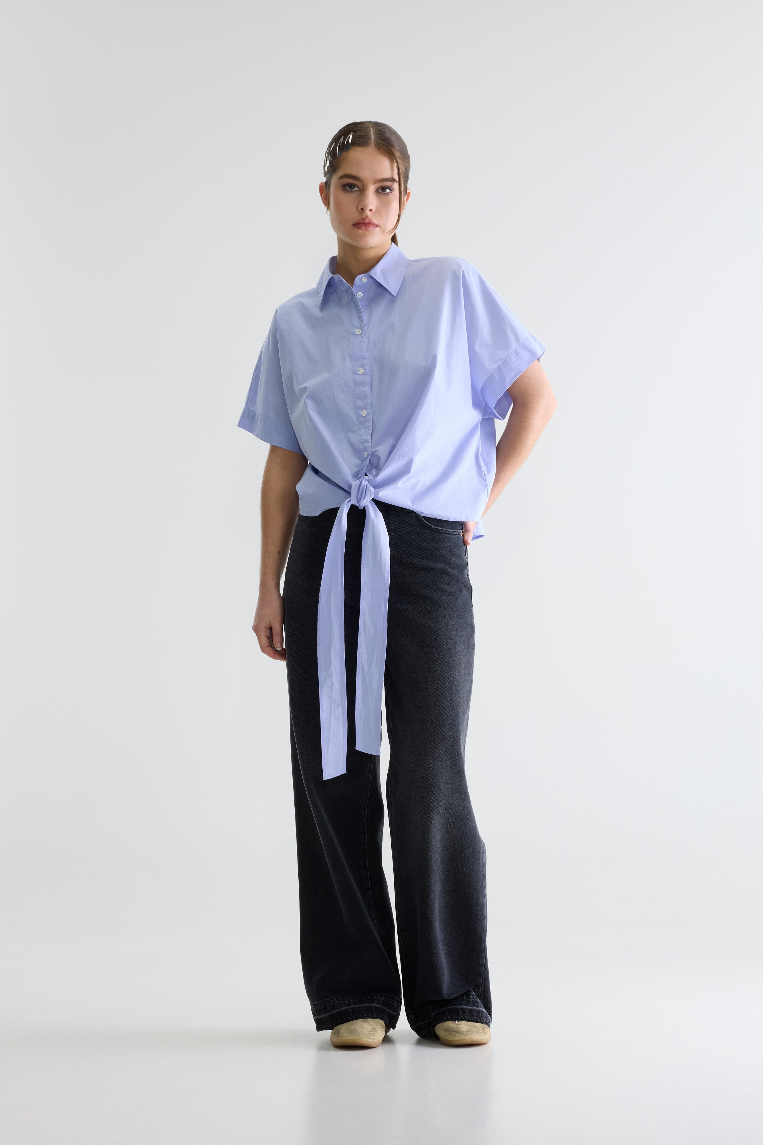 Coral tie-up blouse (261 / W / LAVENDER)
