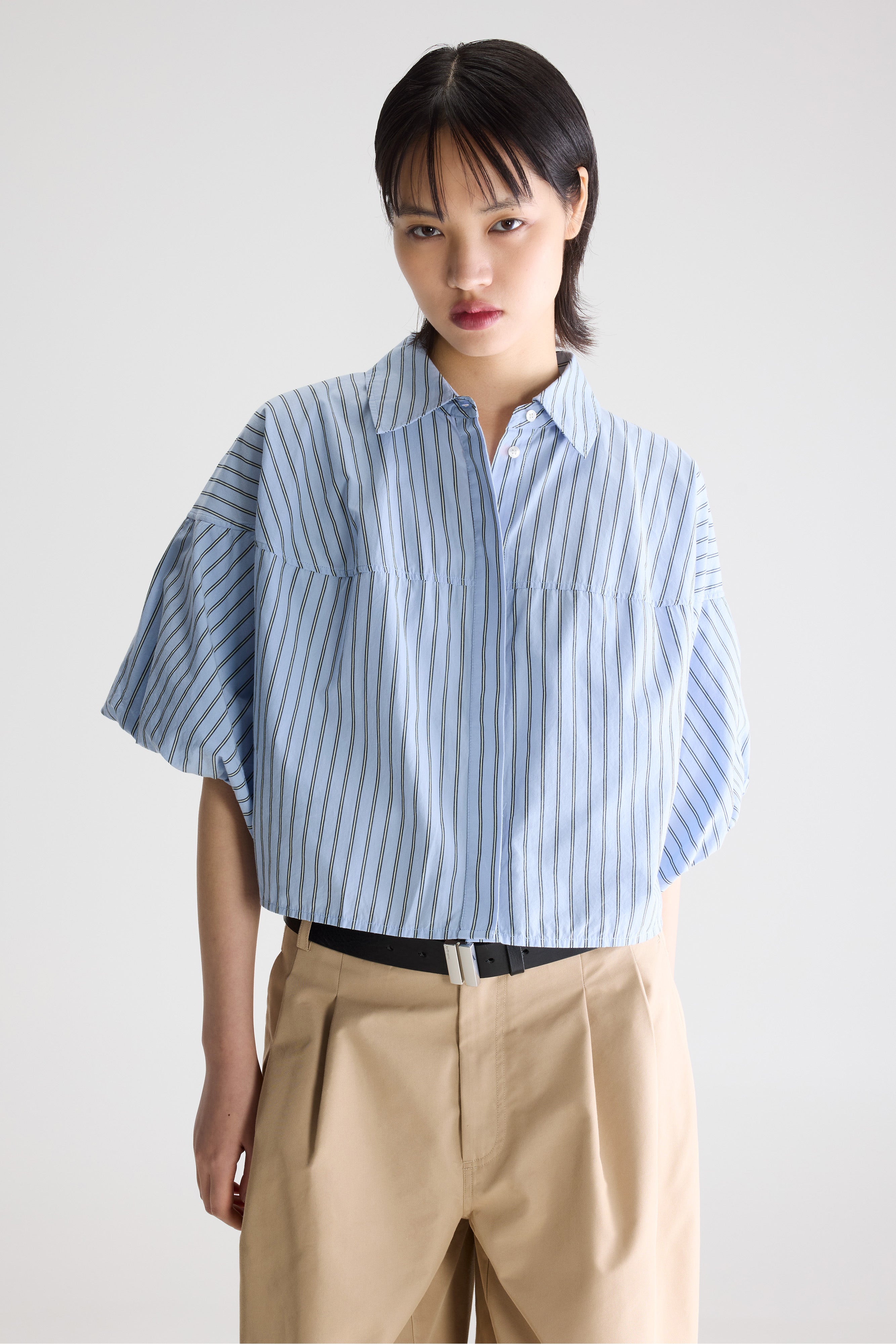 Cassy Balloon Shirt - Blue shirt / Off black / Vintage white Für Women | Bellerose