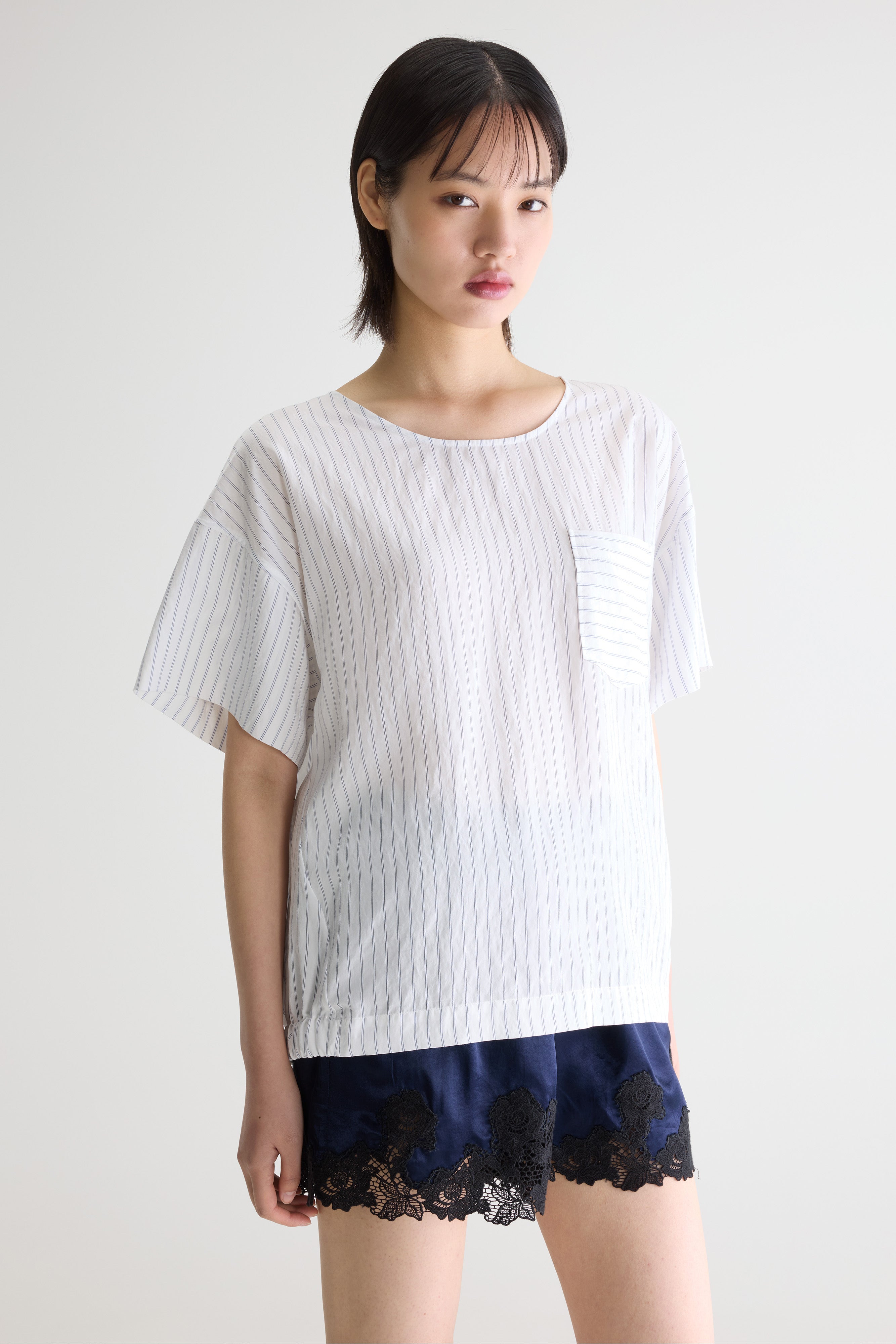Soleil short sleeve blouse (261 / W / STRIPE A)