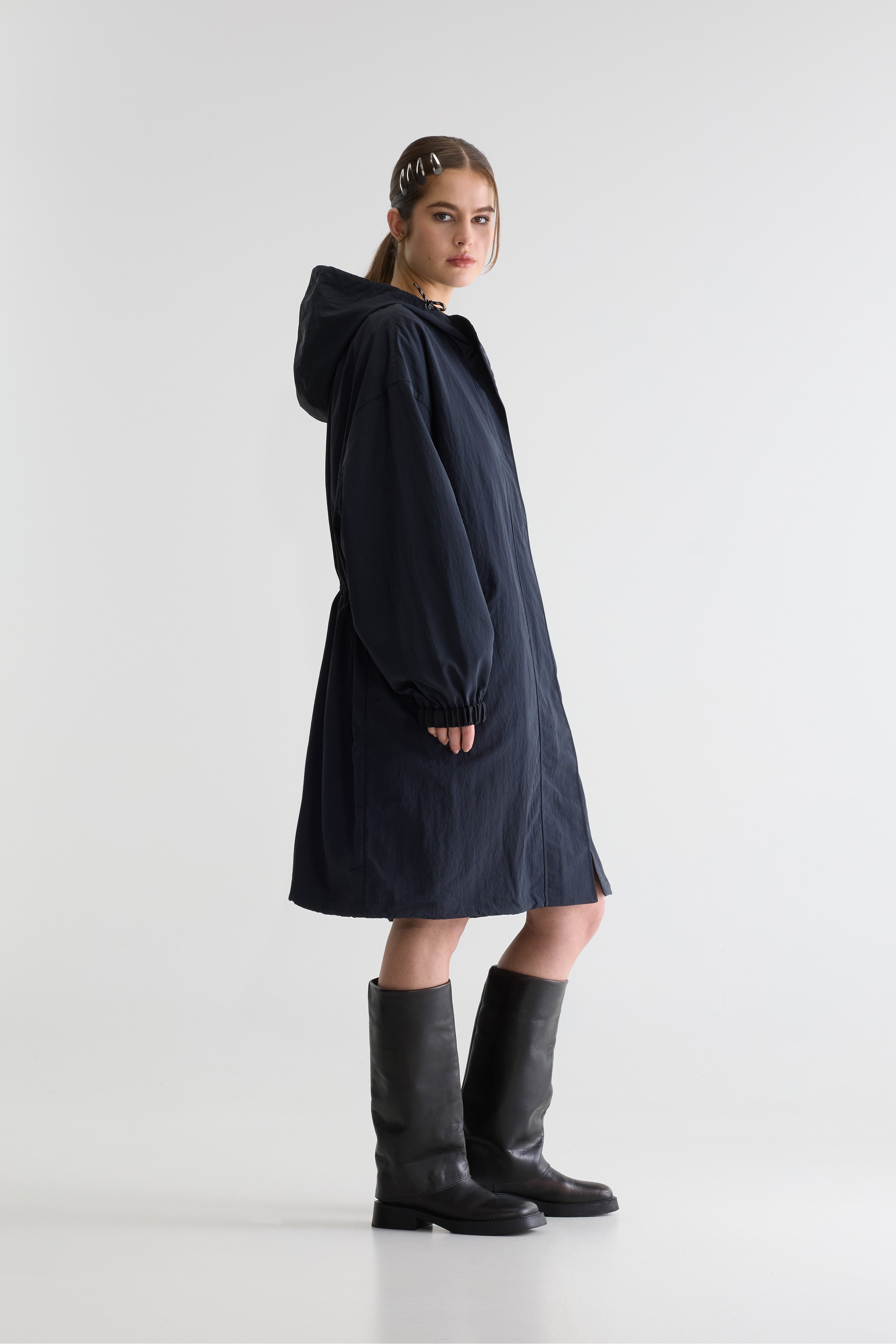 Henny hooded coat (261 / W / NAVY)