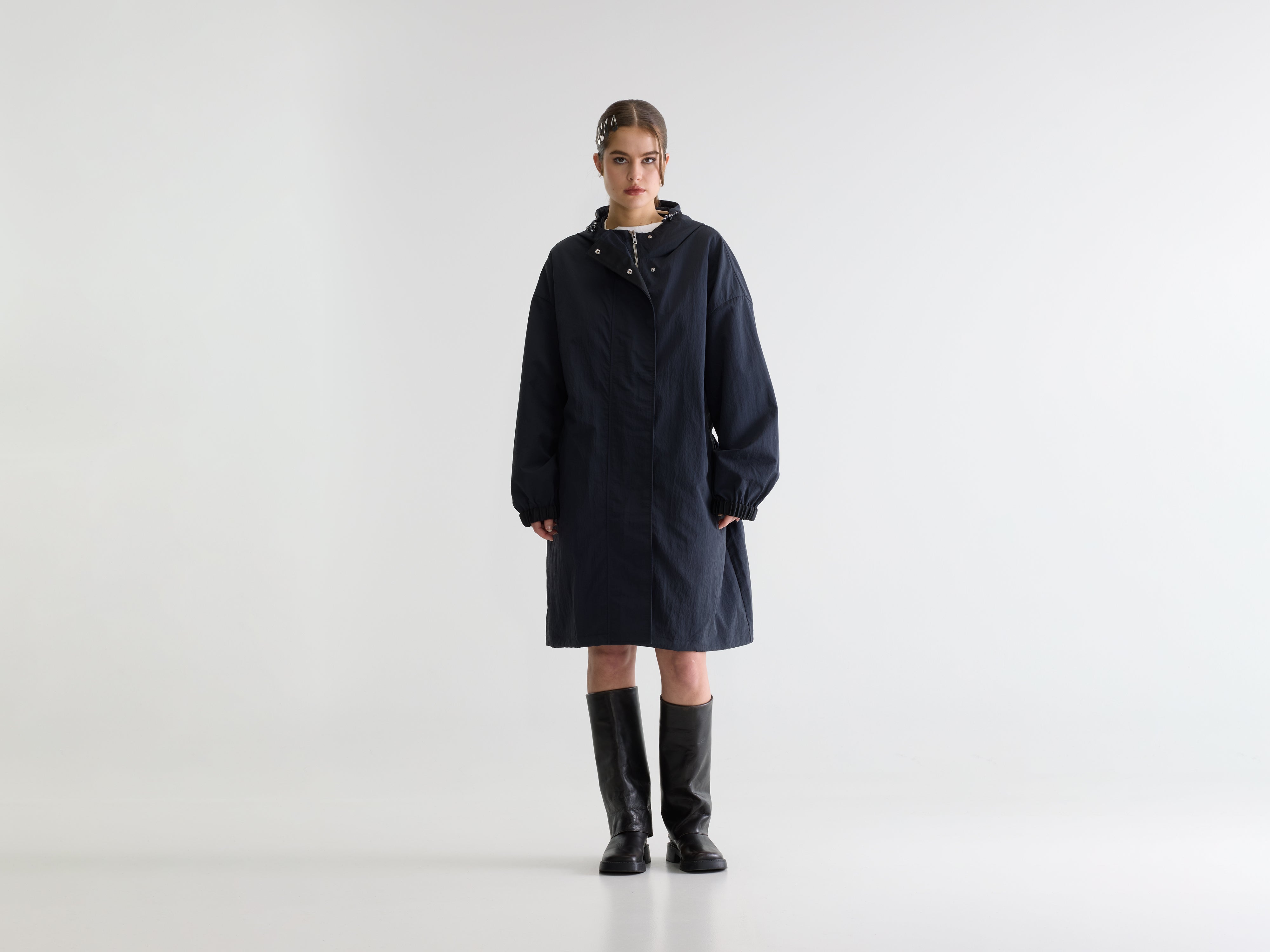 Henny hooded coat (261 / W / NAVY)