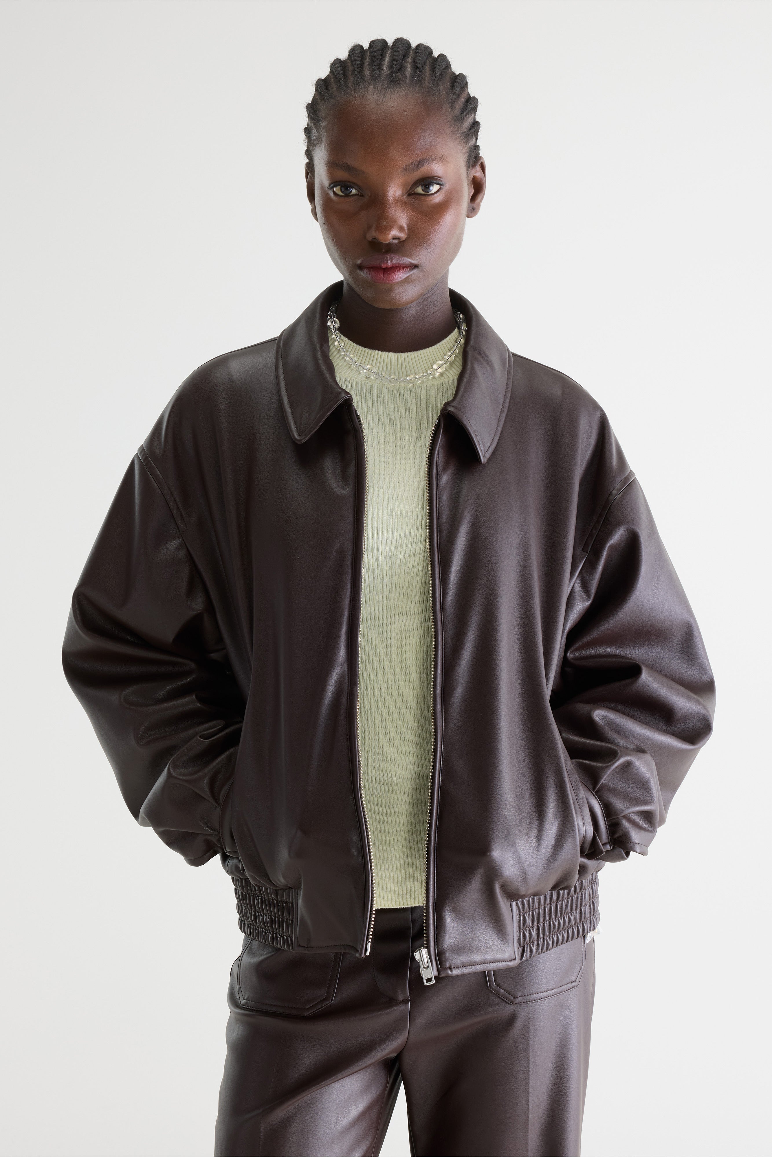 Jenn Faux-leather Jacket - Dark roast For Women | Bellerose