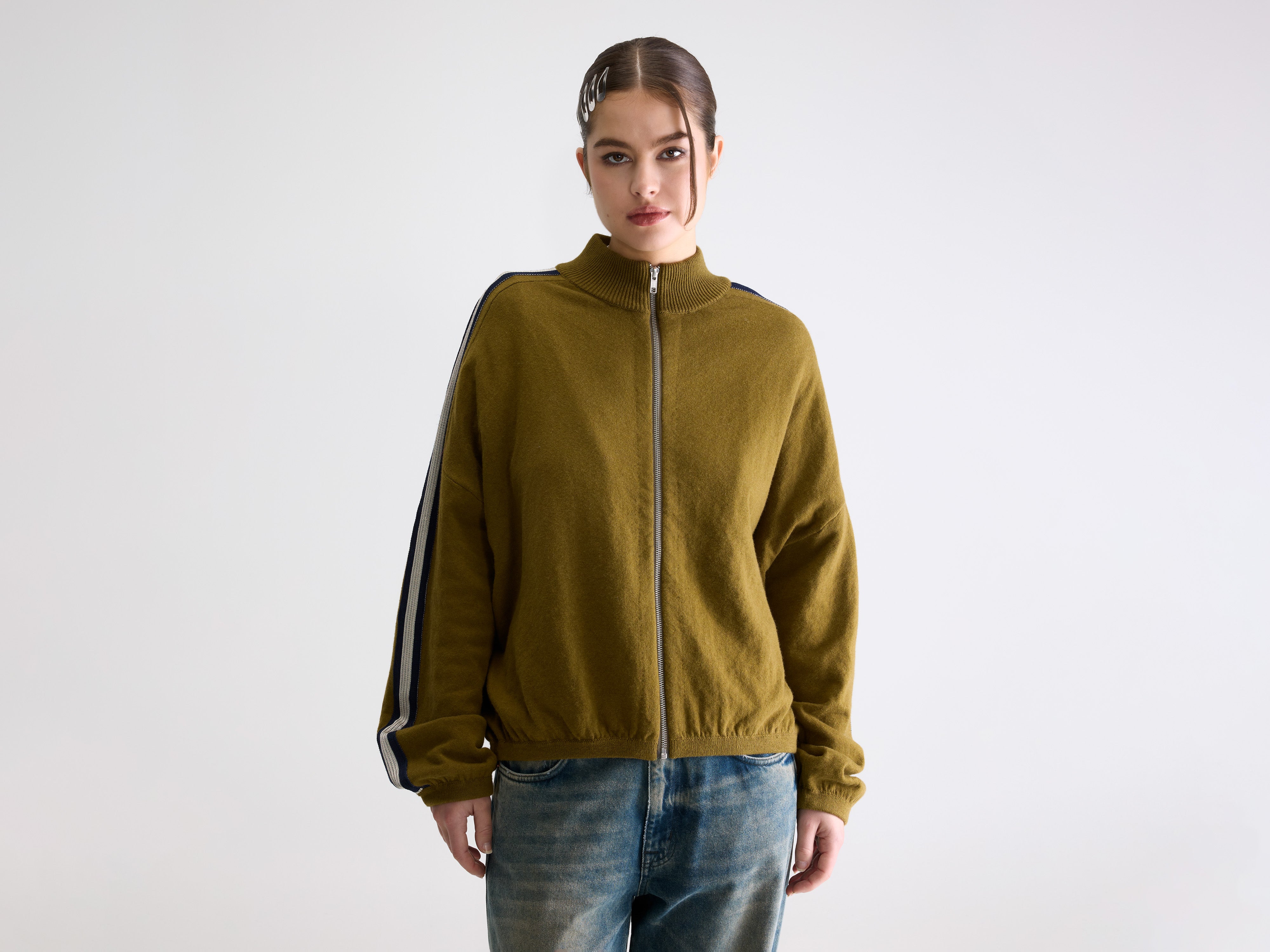 Gerta zip-up cardigan (261 / W / VETIVER)