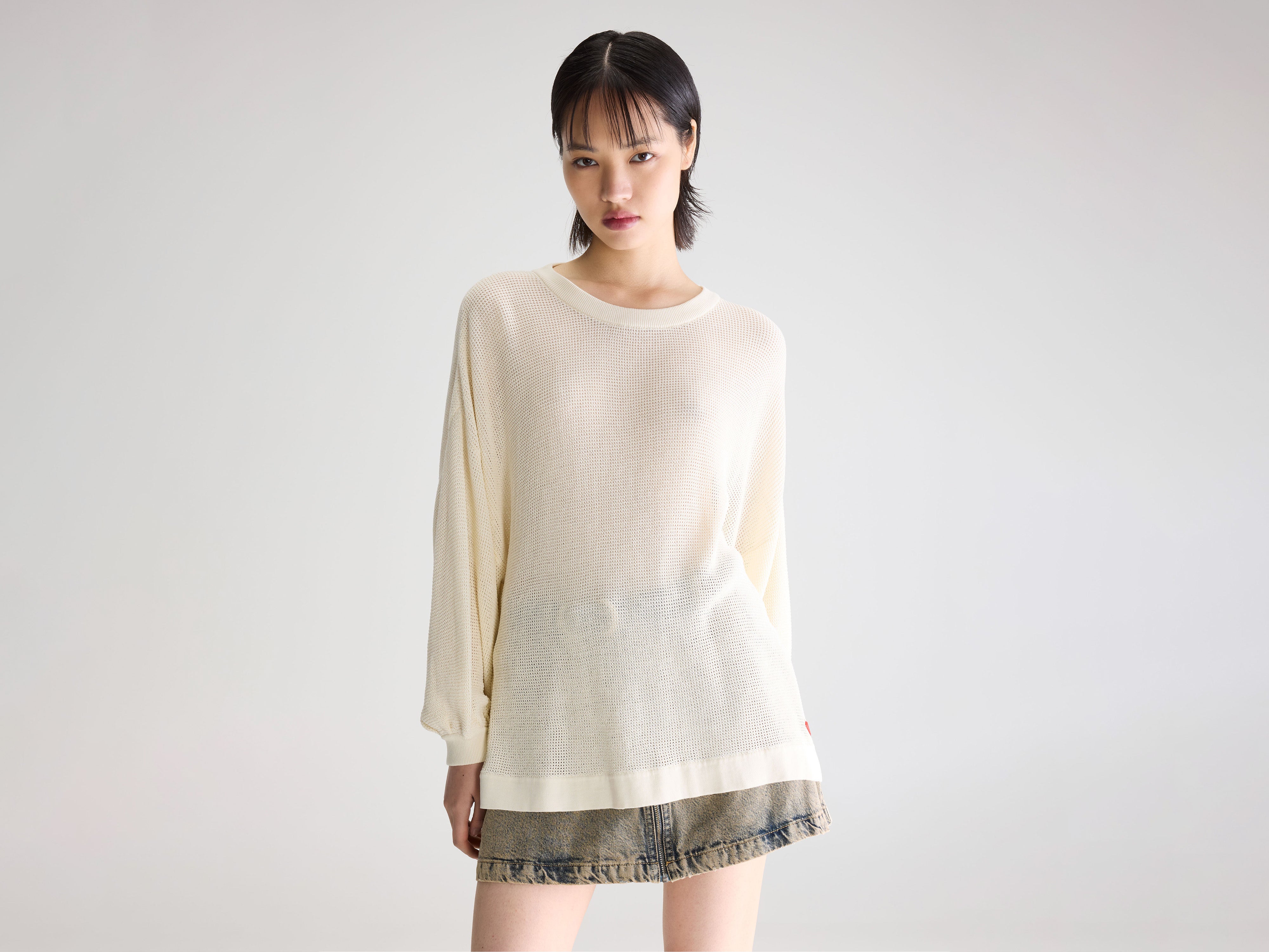 Alie sheer knit sweater (261 / W / WHISPER)