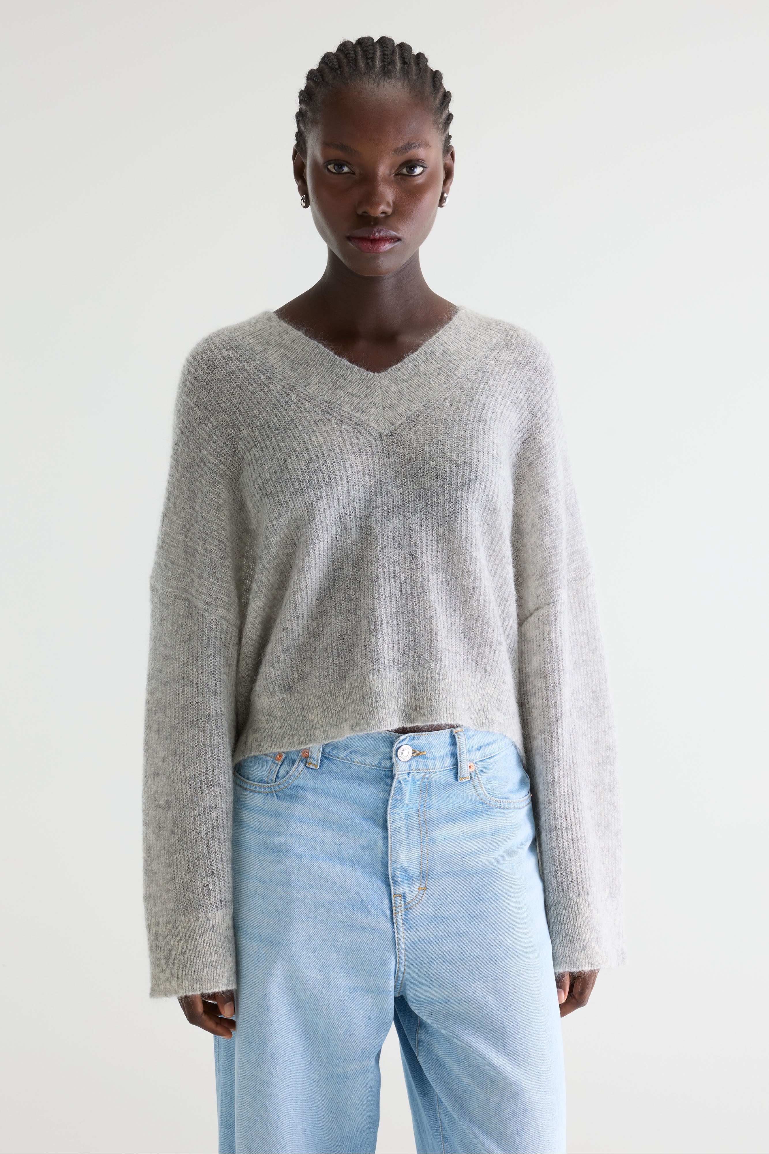 Pull Col V Arco - Light grey Pour Femme | Bellerose