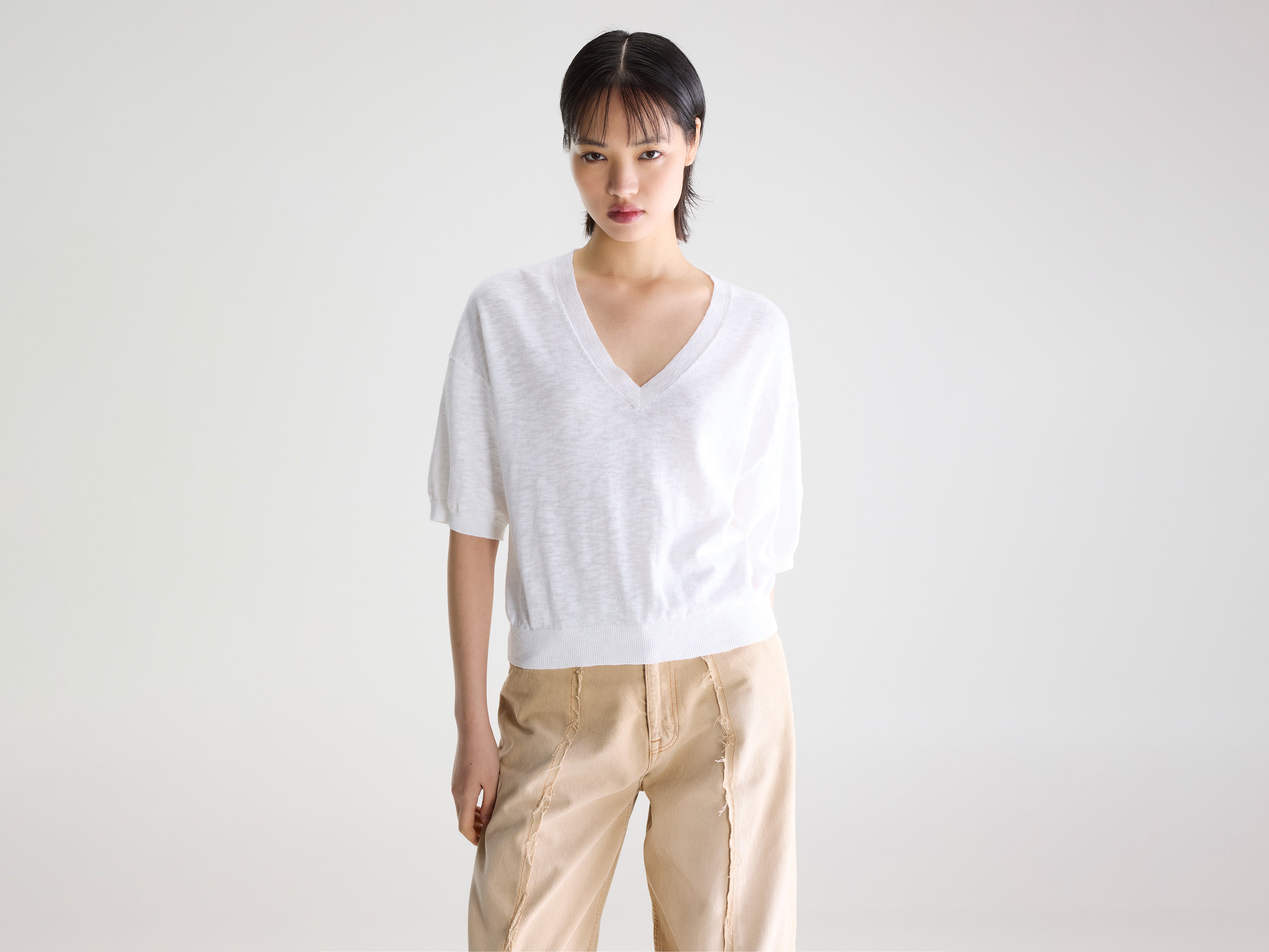 Dadif v-neck sweater (261 / W / WHITE)