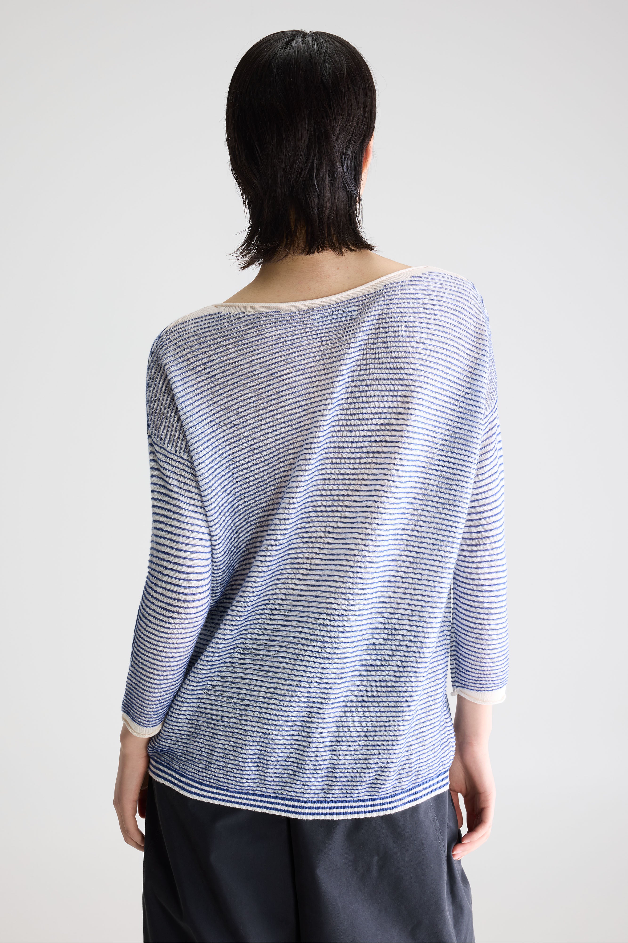 Neep boat-neck sweater (261 / W / STRIPE A)