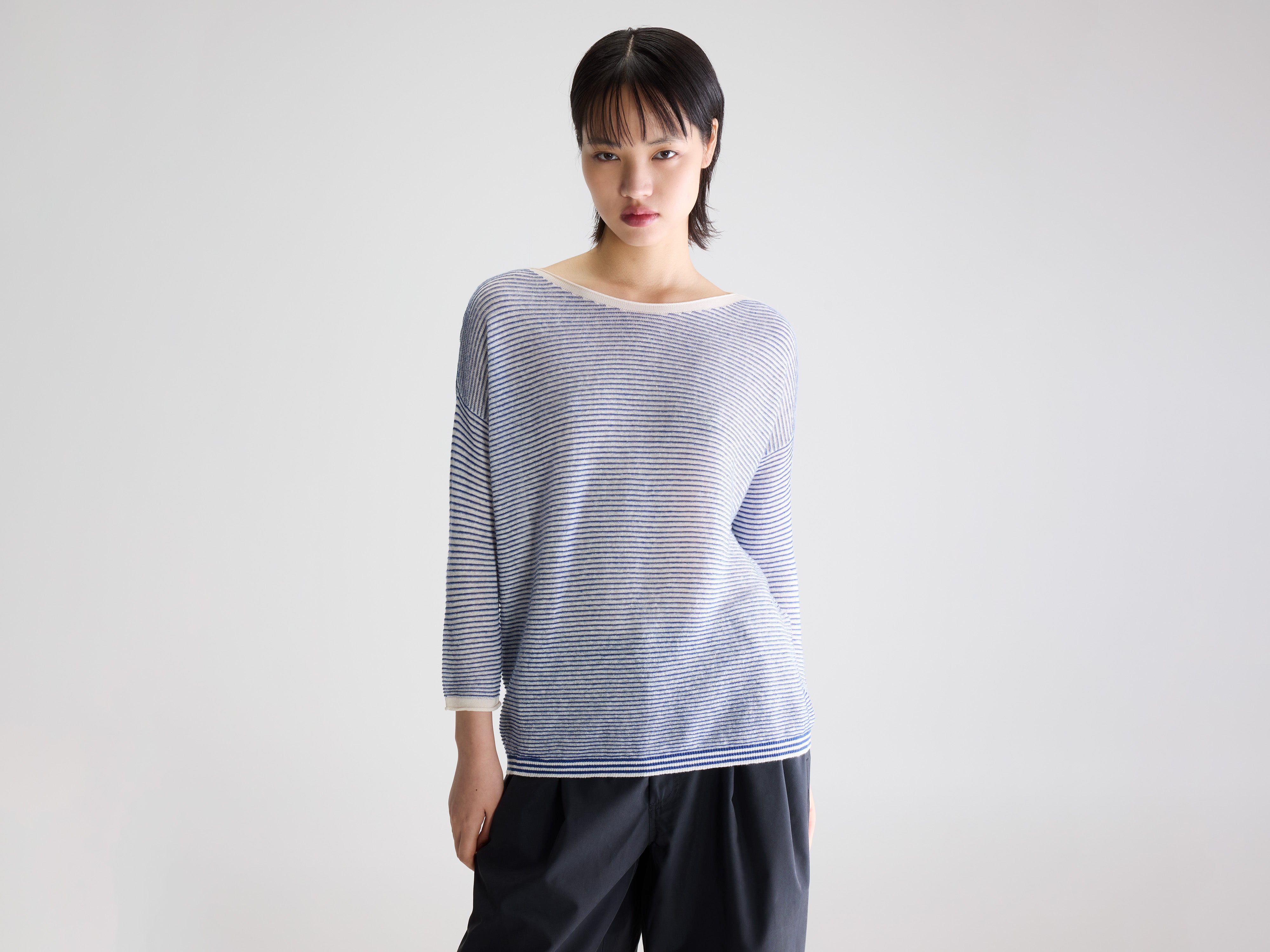 Neep boat-neck sweater (261 / W / STRIPE A)