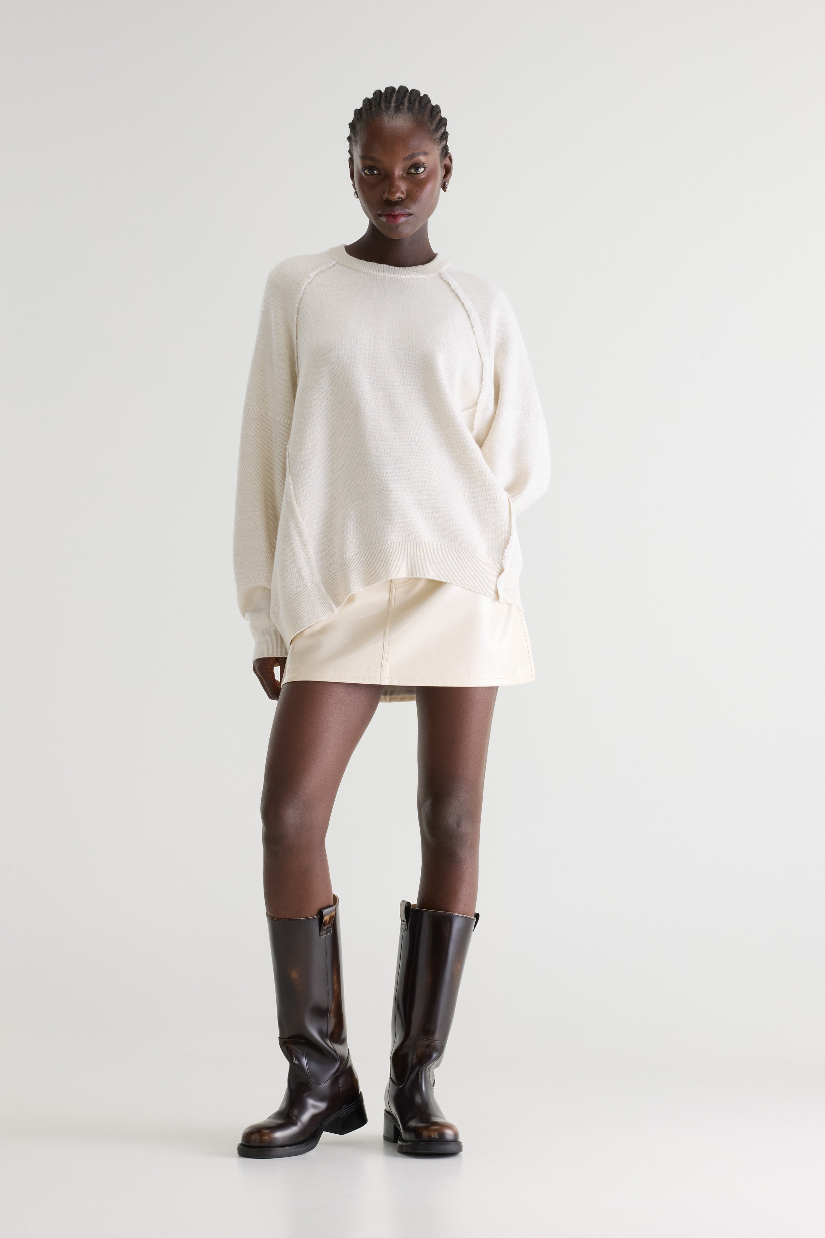 Deno trui met ronde hals (261 / W / OYSTER)