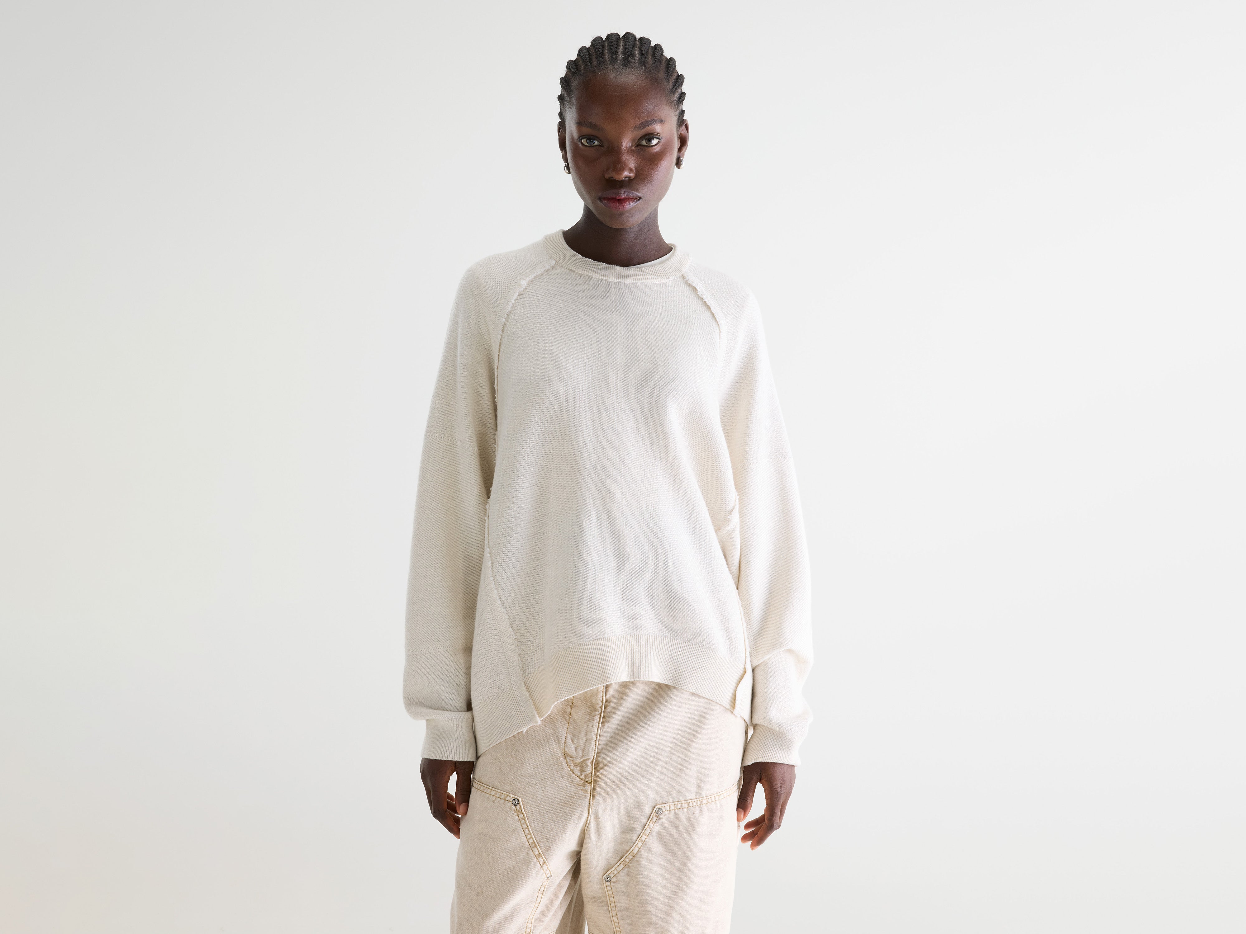 Deno trui met ronde hals (261 / W / OYSTER)