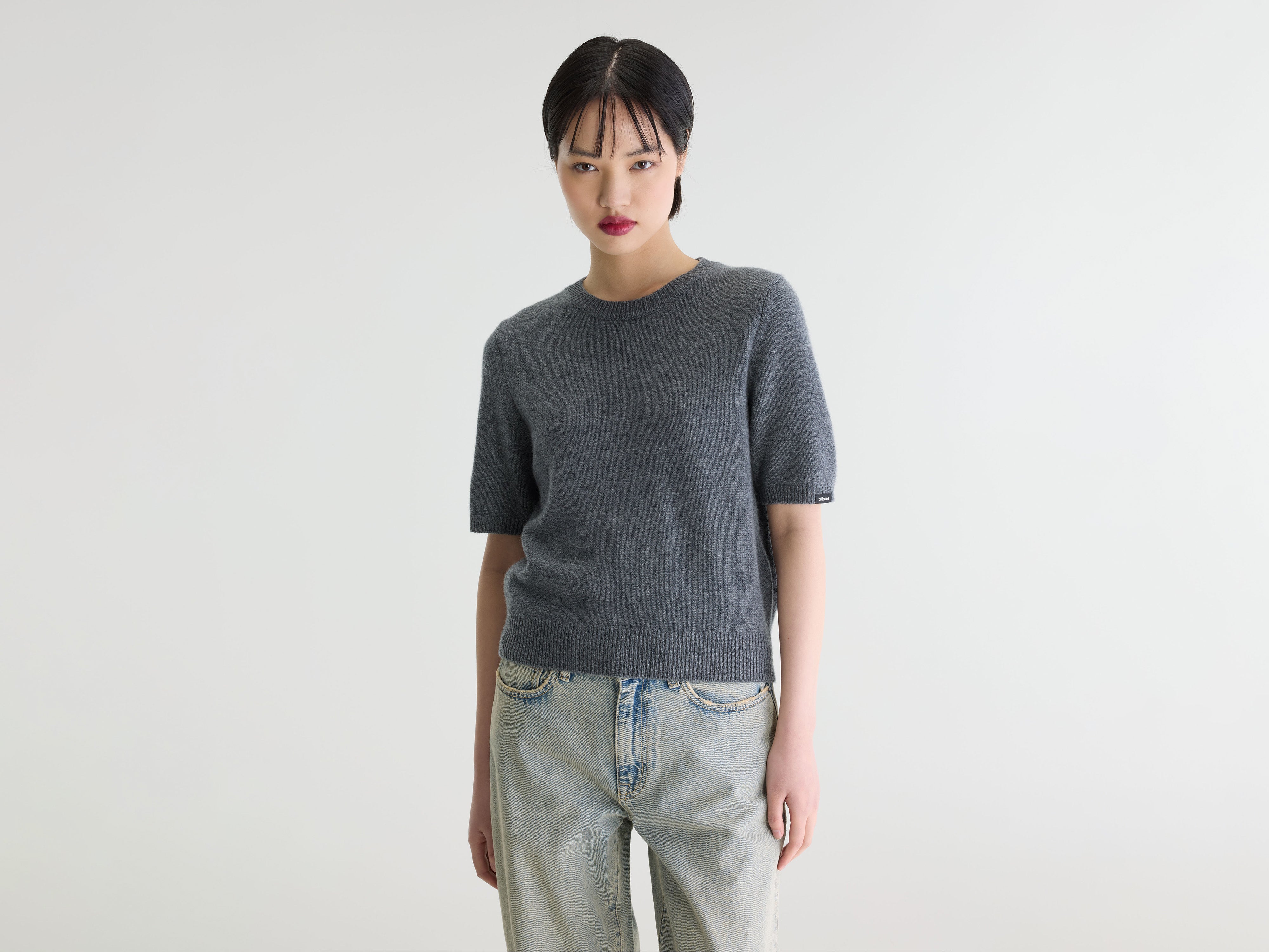 Synad short-sleeve cashmere sweater (262 / W / GREY MELANGE)