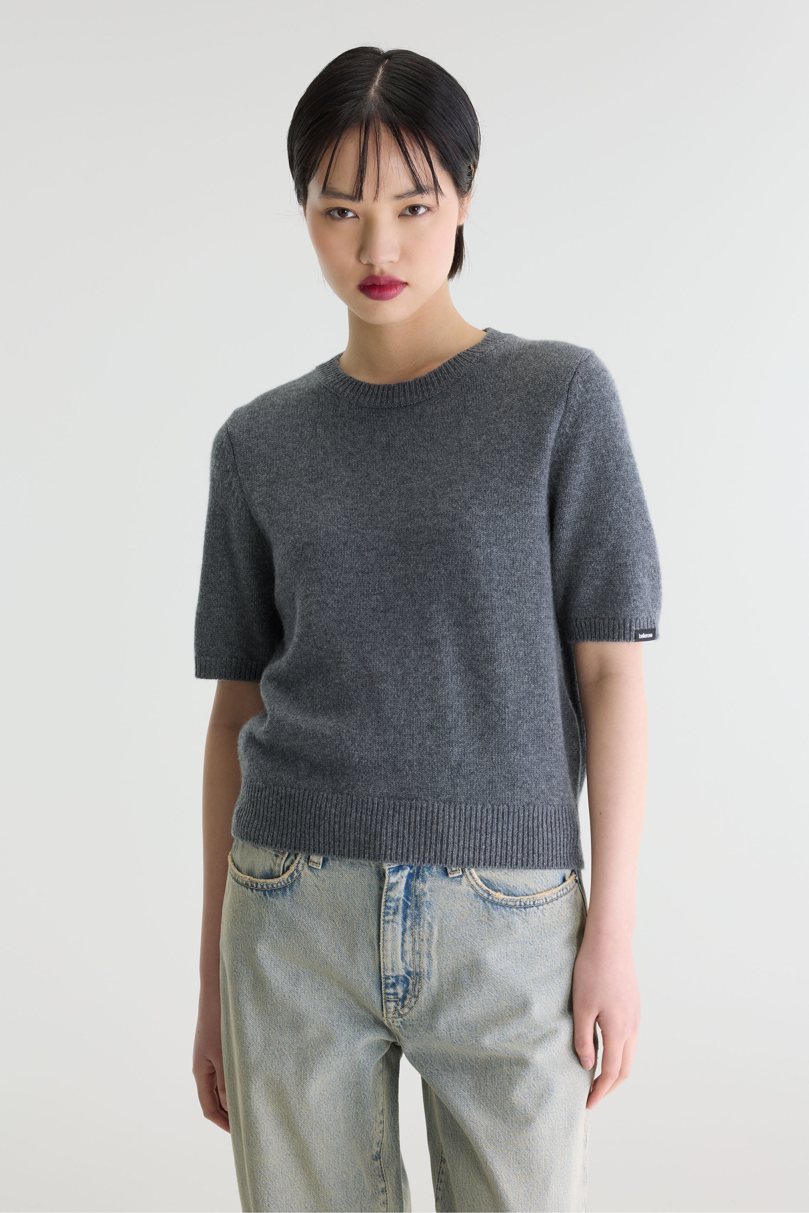 Synad short-sleeve cashmere sweater (262 / W / GREY MELANGE)