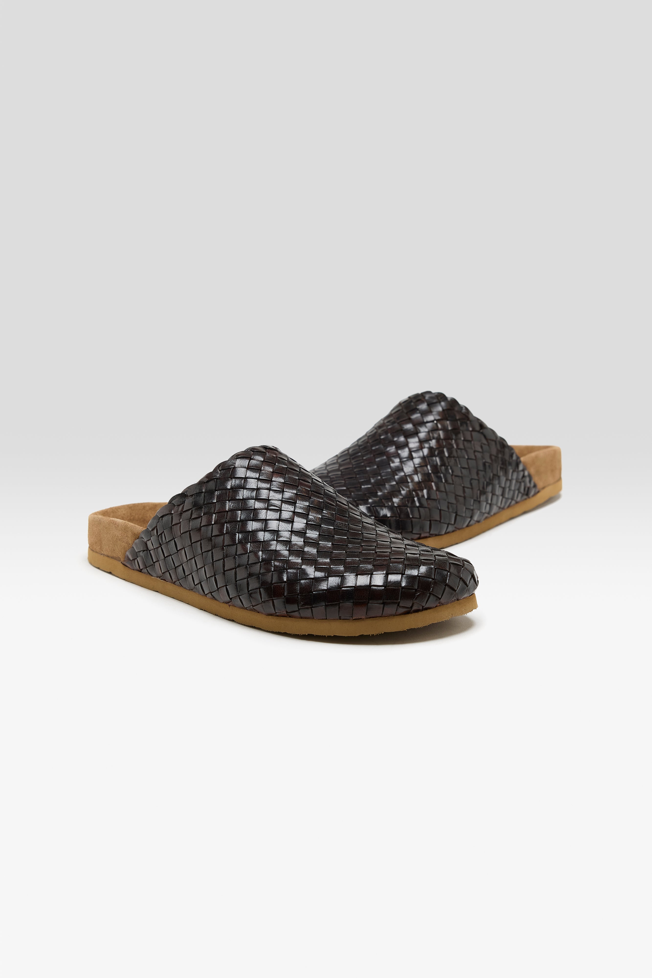 Woven Leather Mule Sandals (251 / W / BROWN)