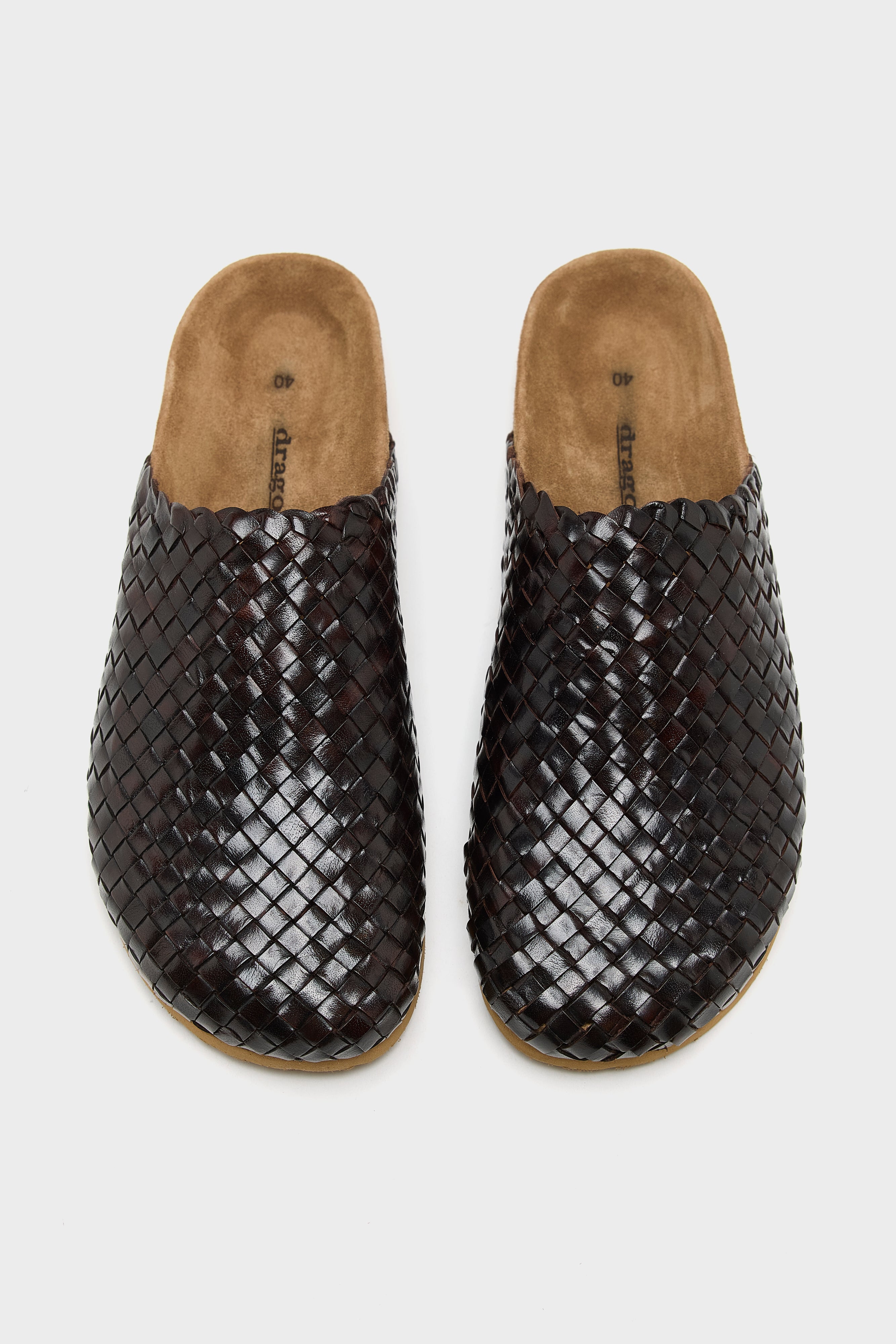 Woven Leather Mule Sandals (251 / W / BROWN)