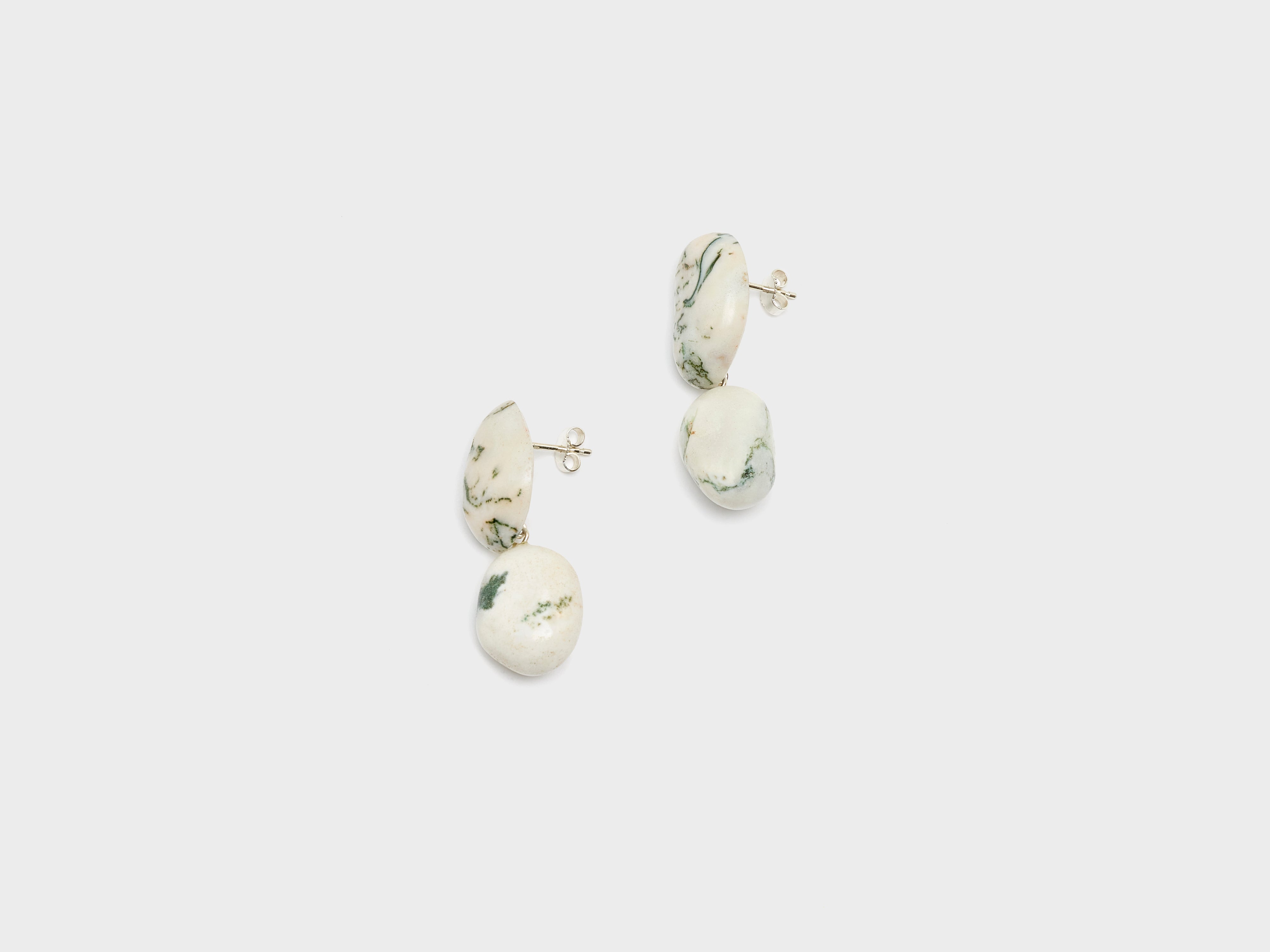 Dendrite Pebble Earrings NO2 (261 / W / BLACK)