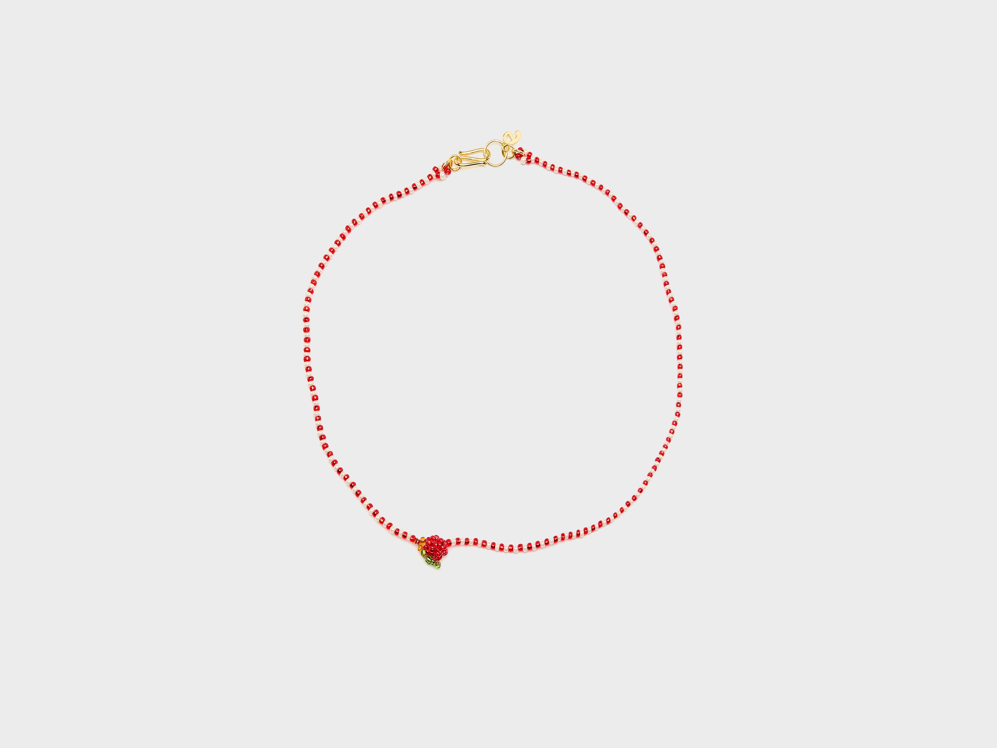 Mini Striped Apple Necklace (261 / W / RED)