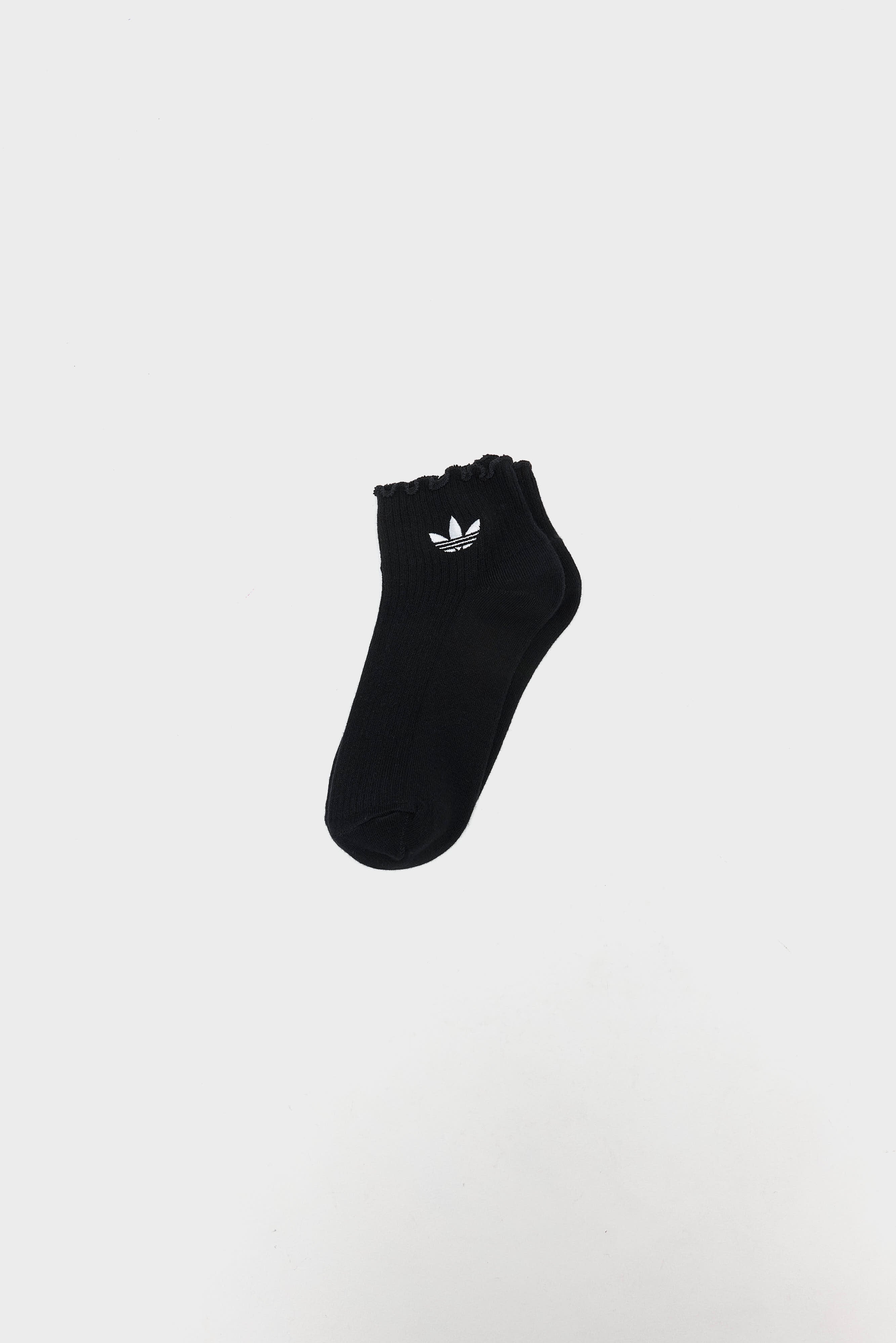 Quarter-sokken met ruches voor dames (261 / W / BLACK/WHITE)