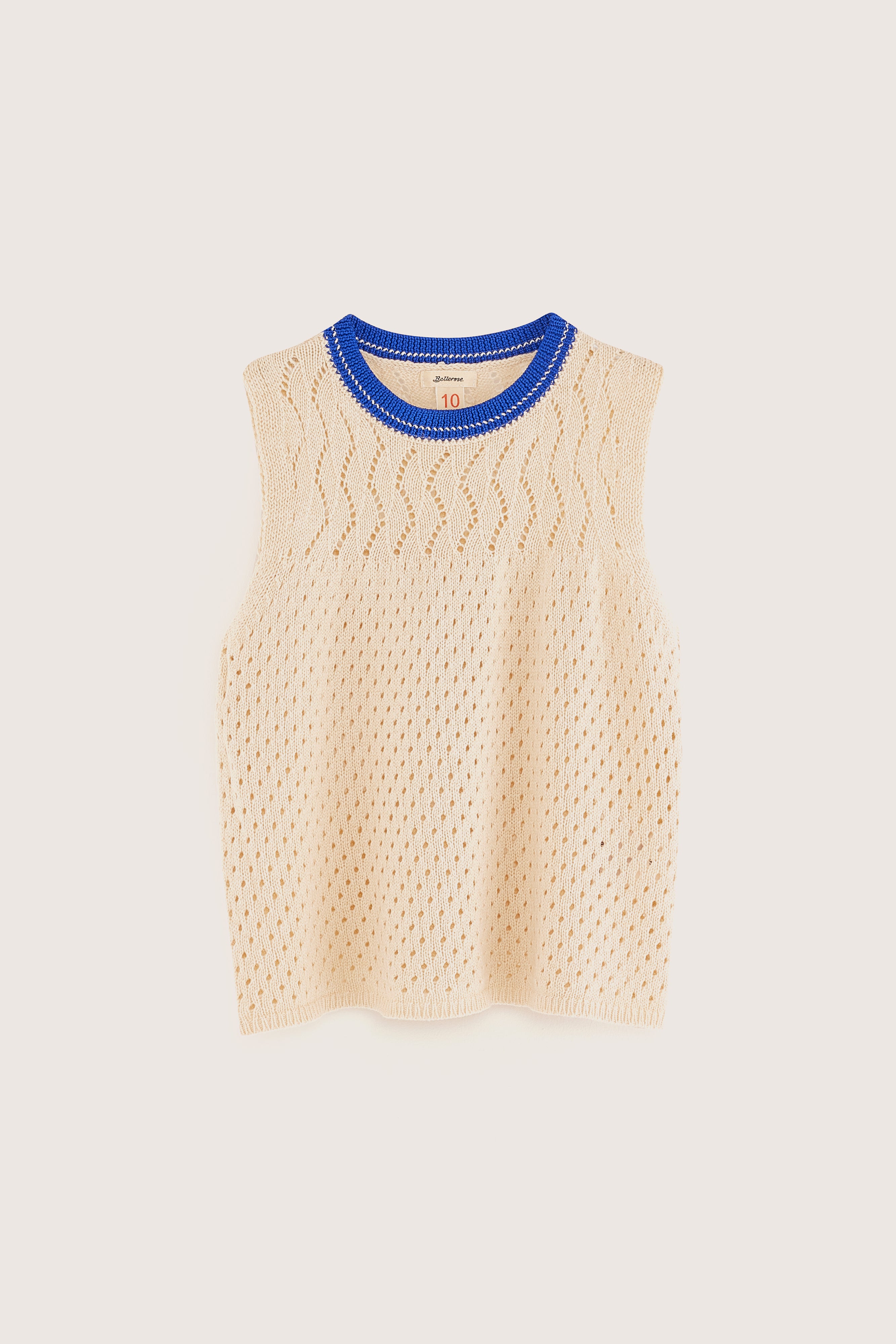 Gehao Regular Knit Top - Ecru / Lazuli / Milky way For Girls | Bellerose