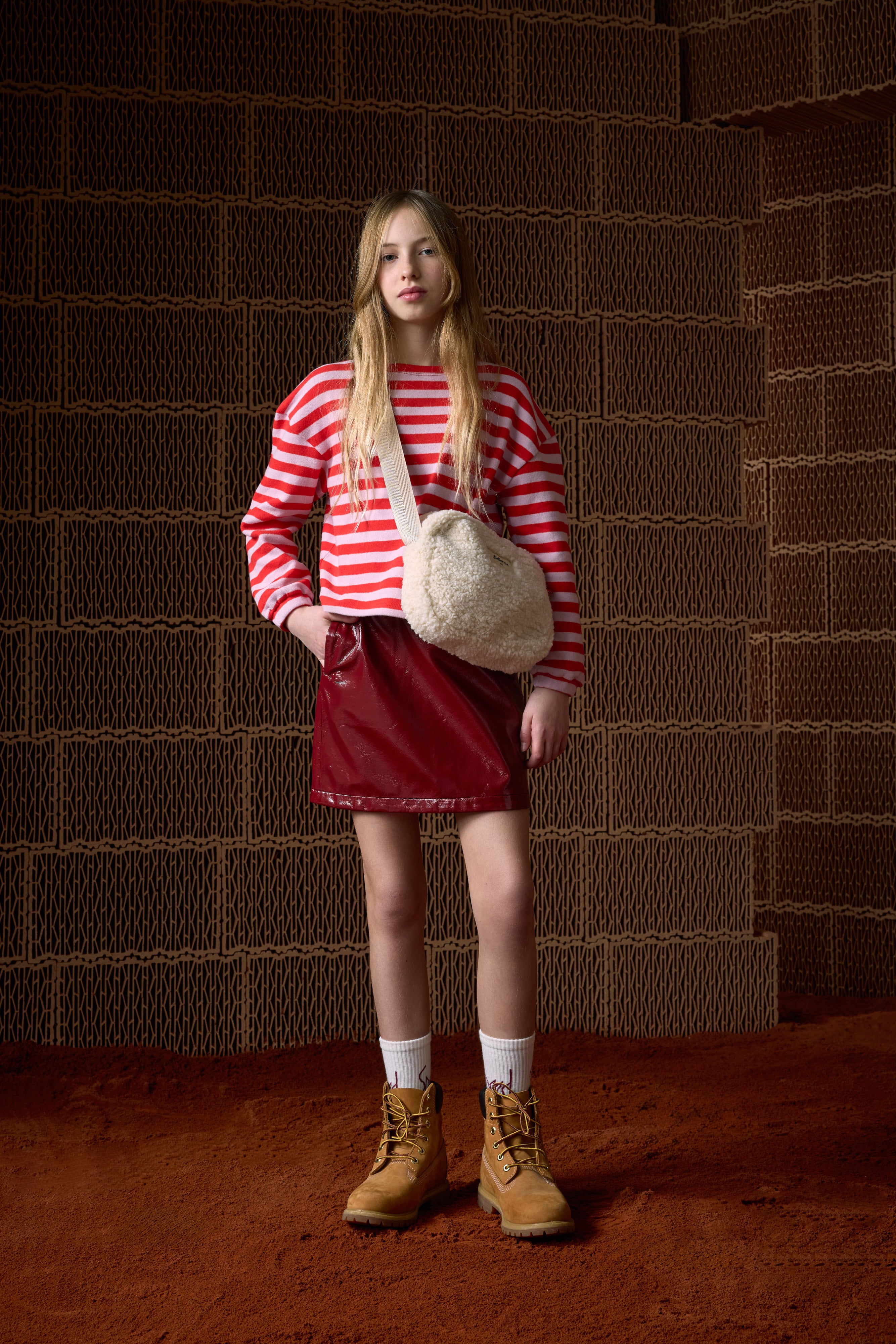 Parise Mini Skirt - Cerise For Girls | Bellerose
