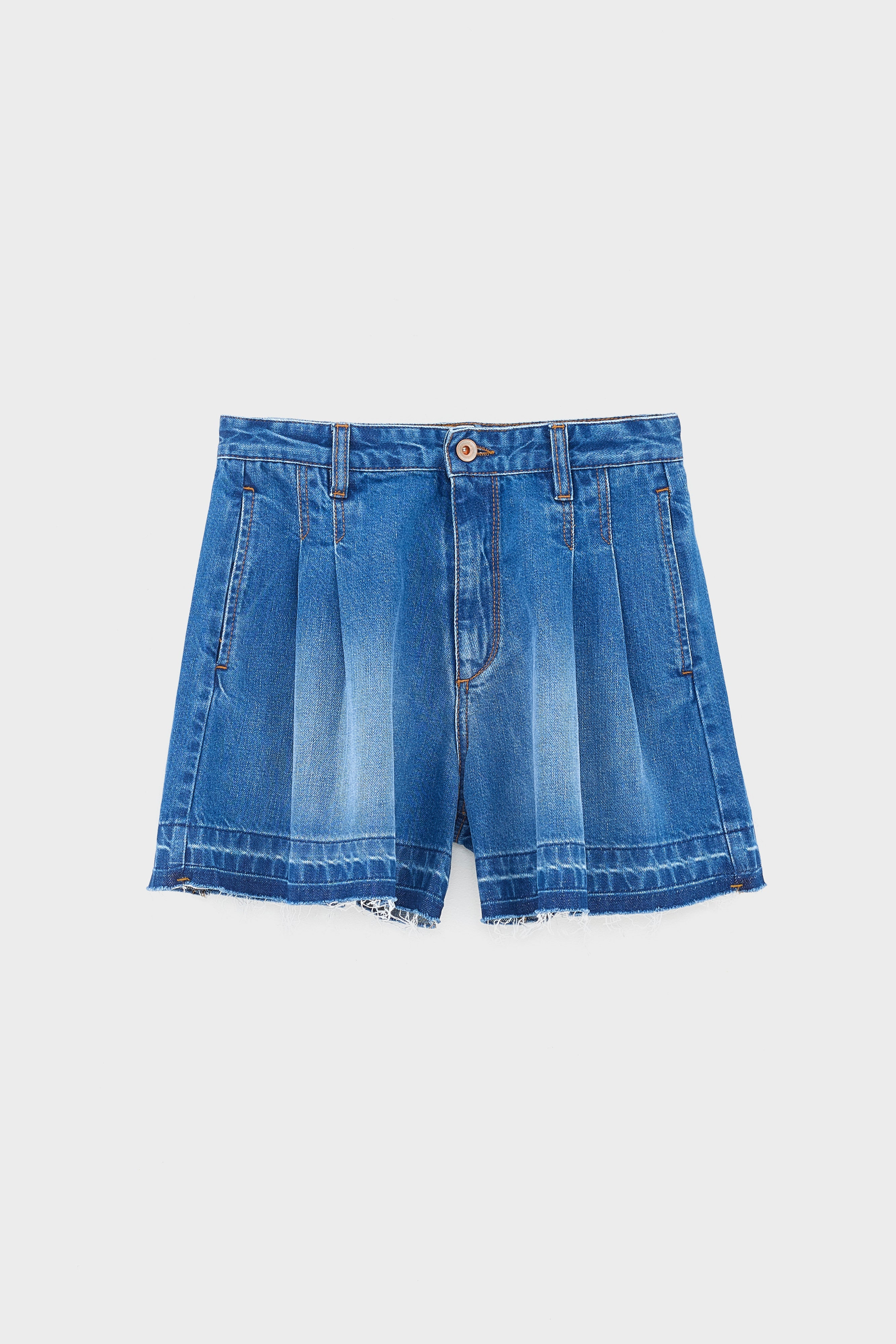 Pethula Pleated Denim Shorts - Blue stone For Girls | Bellerose