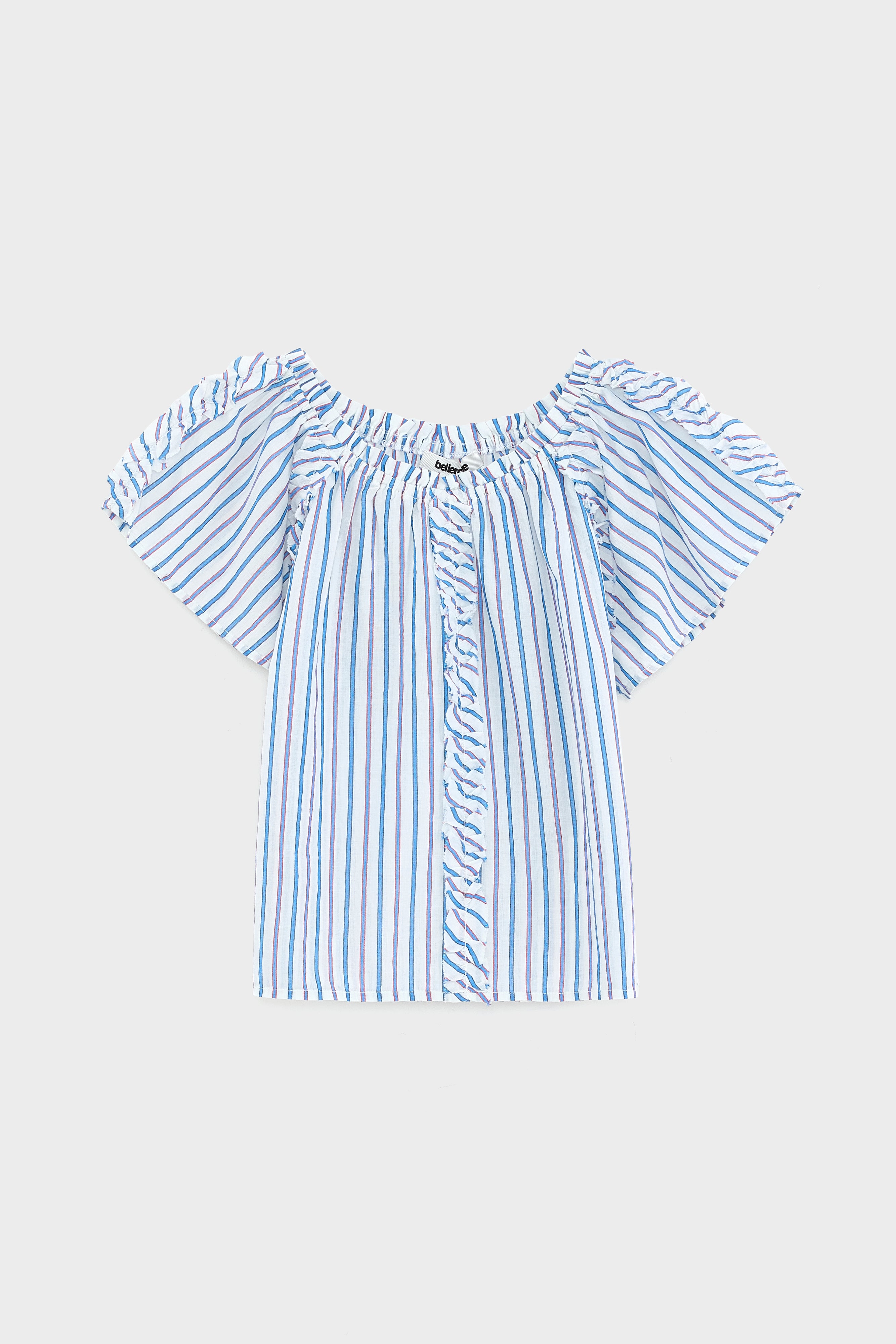 Hiera Cropped Blouse - Carmin / Nattier / White For Girls | Bellerose