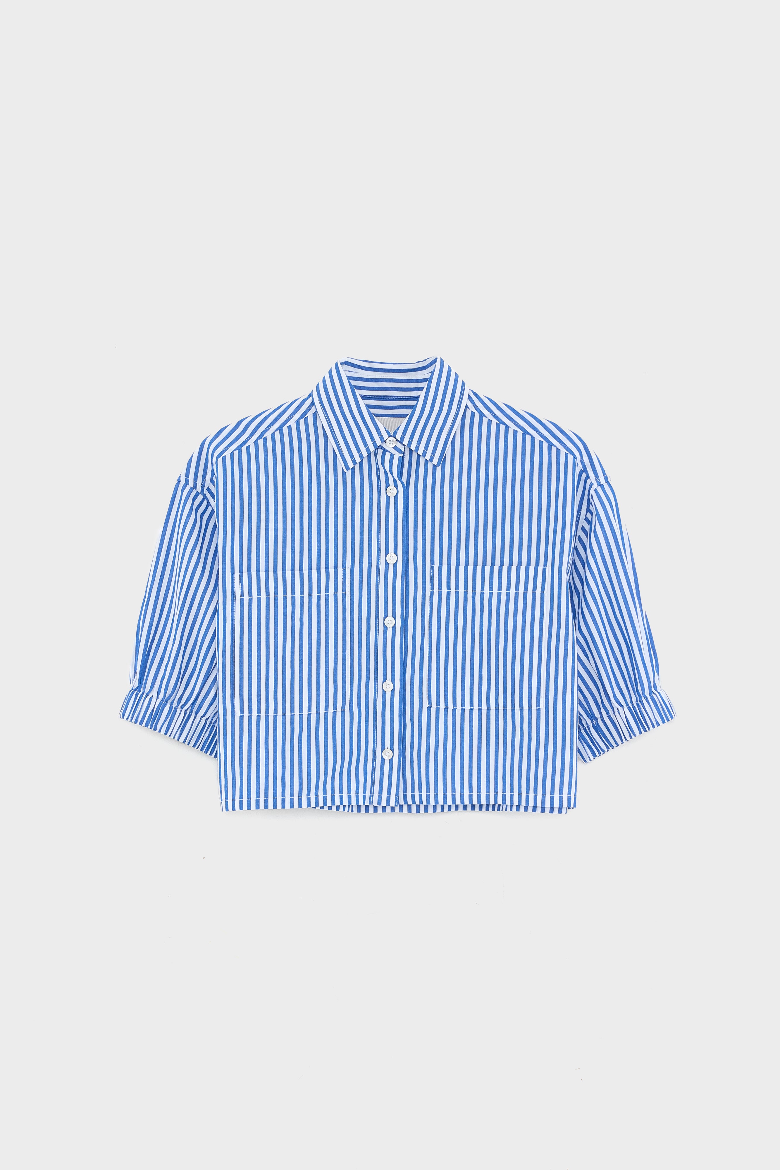 Higgle Cropped Shirt - Indigo / White For Girls | Bellerose
