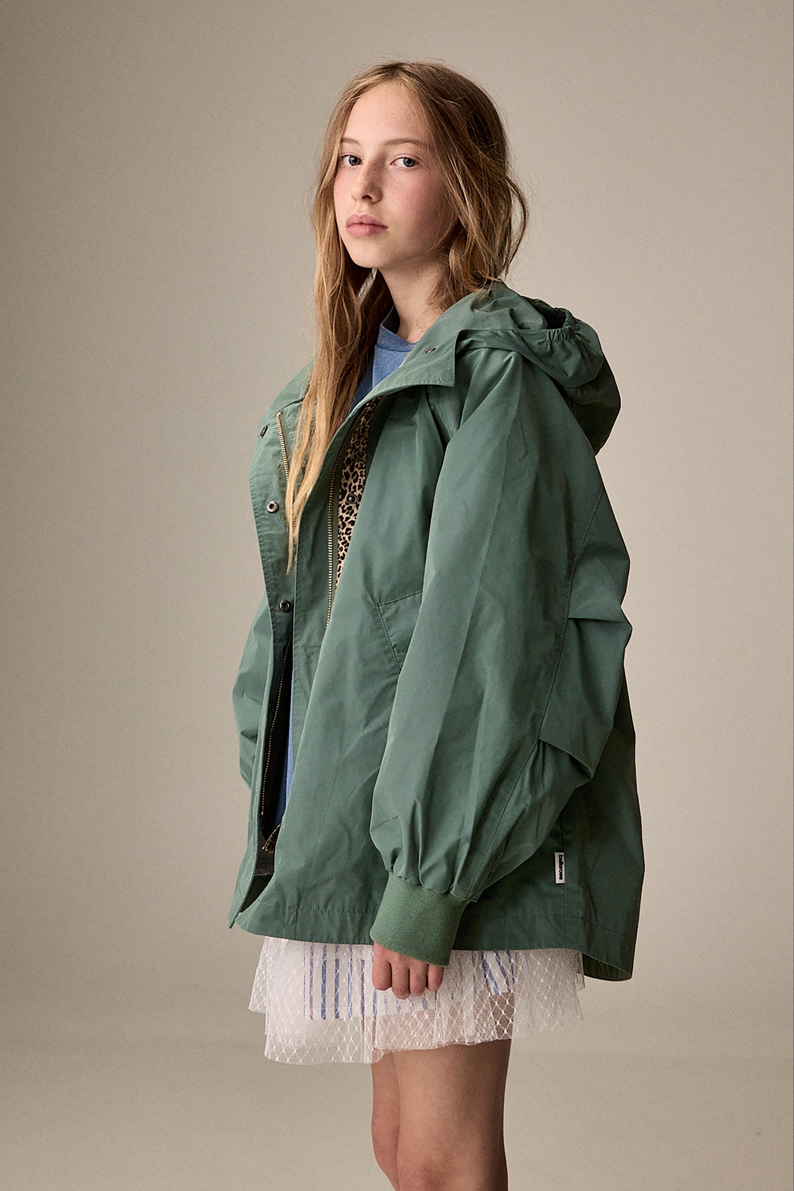 Roover Hooded Parka - Limestone For Girls | Bellerose