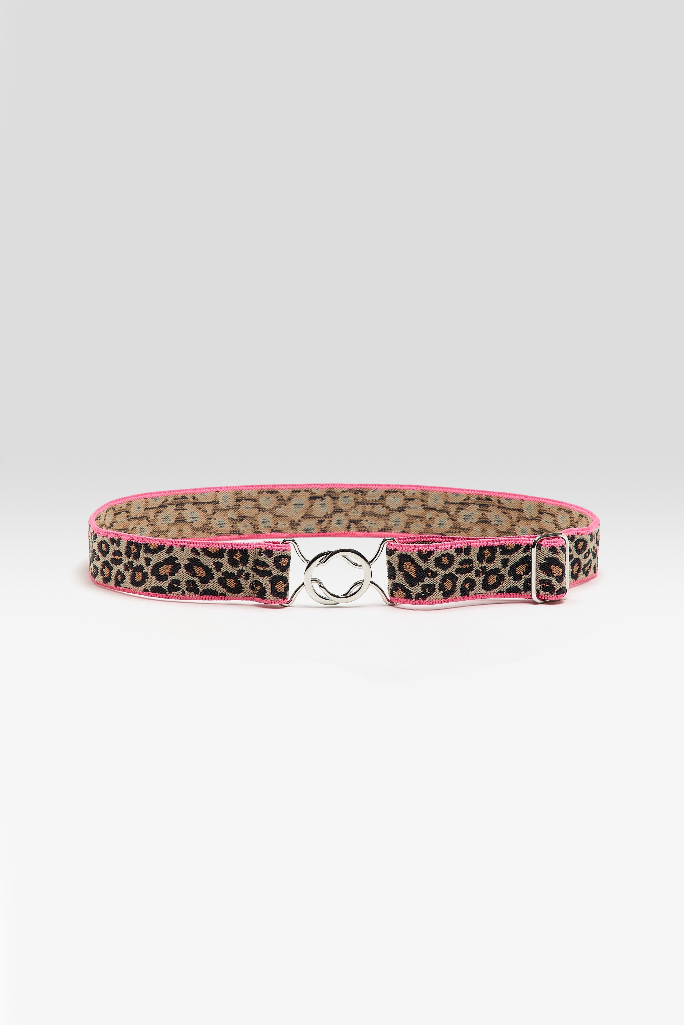 Cylia Elastic Belt - Beige / Dark brown / Fluo pink For Girls | Bellerose