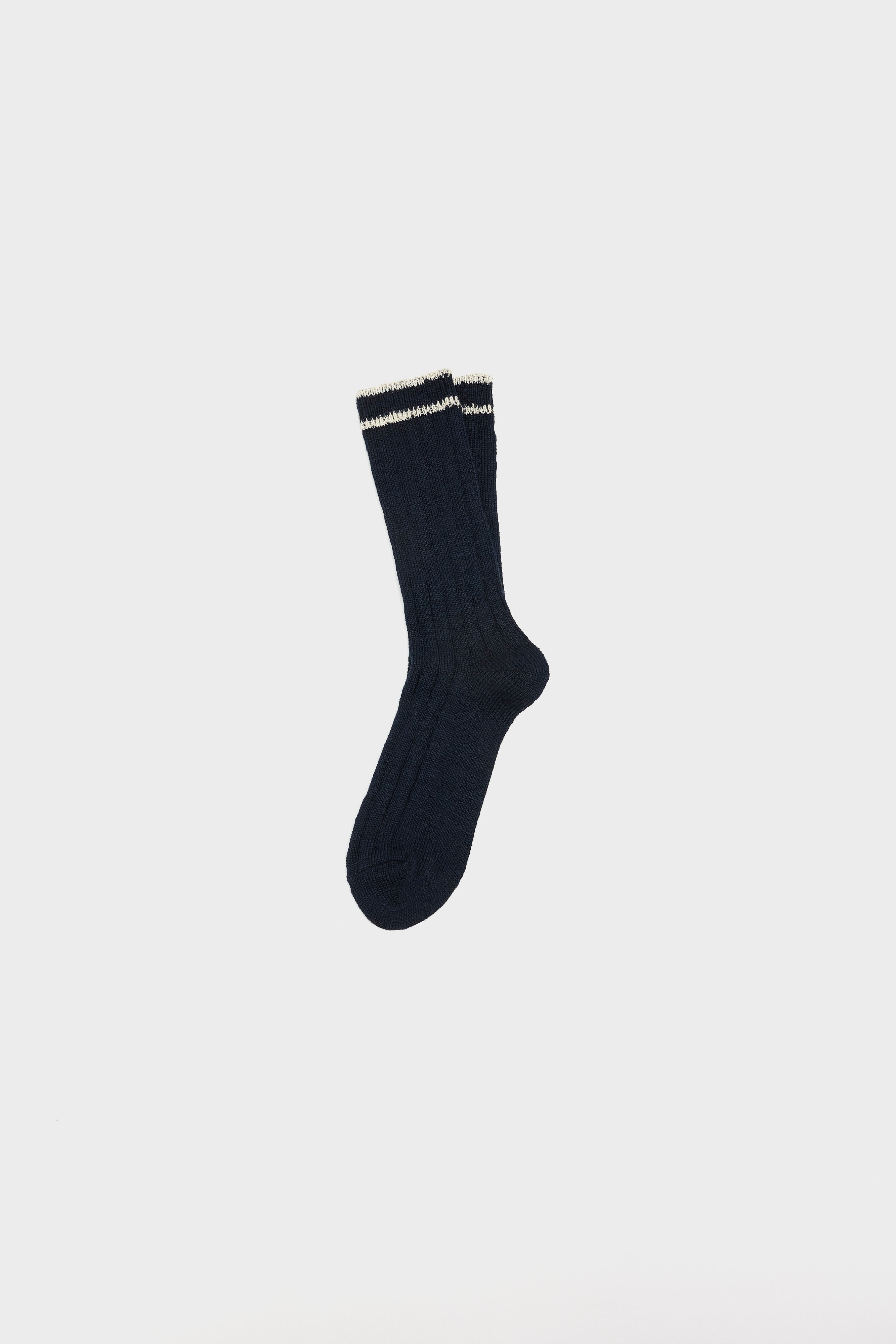 Bino Ribbed Socks - Natural / Navy For Men | Bellerose