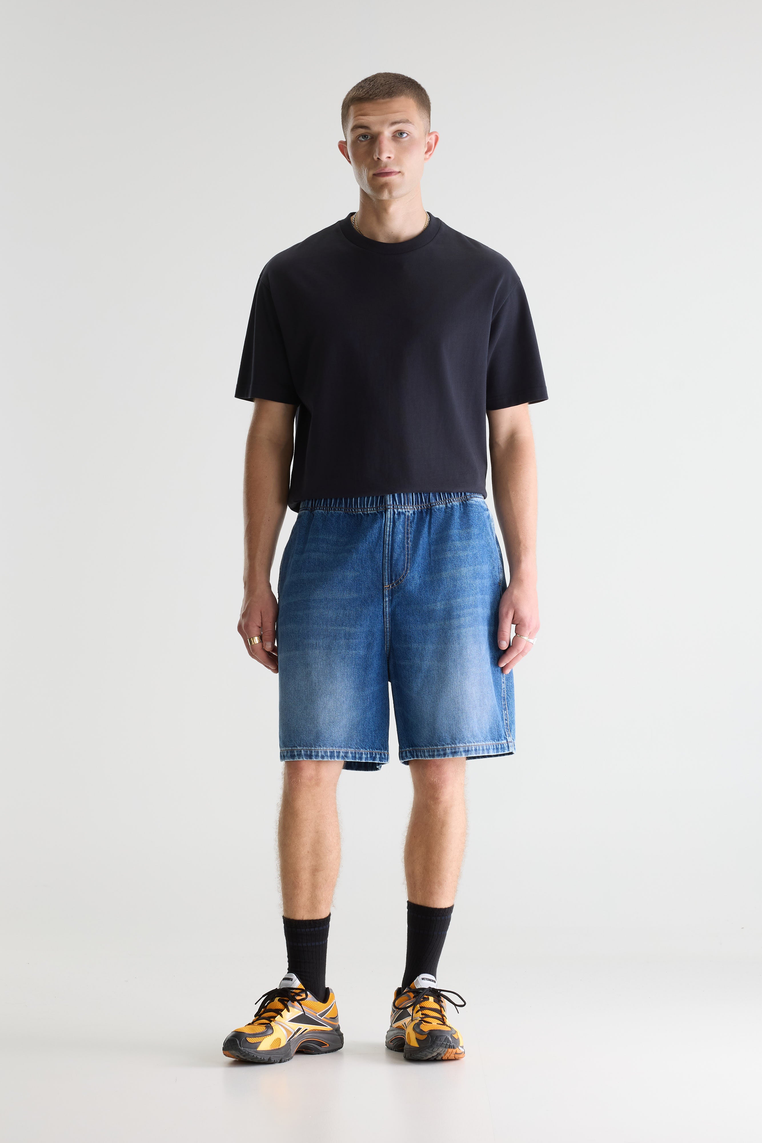 Flanky Wide Denim Shorts - Md blue marble For Men | Bellerose