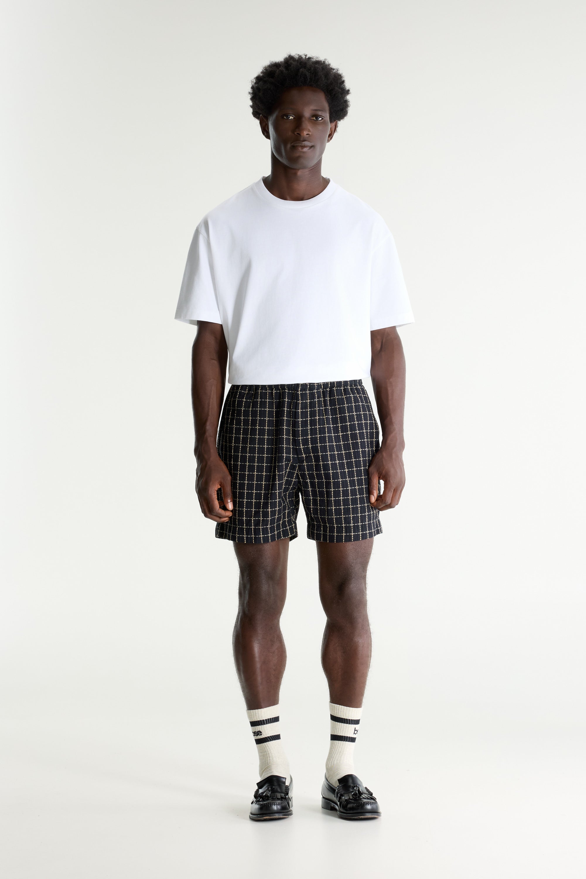 Shawt Checkered Shorts - Black / Ivory For Men | Bellerose