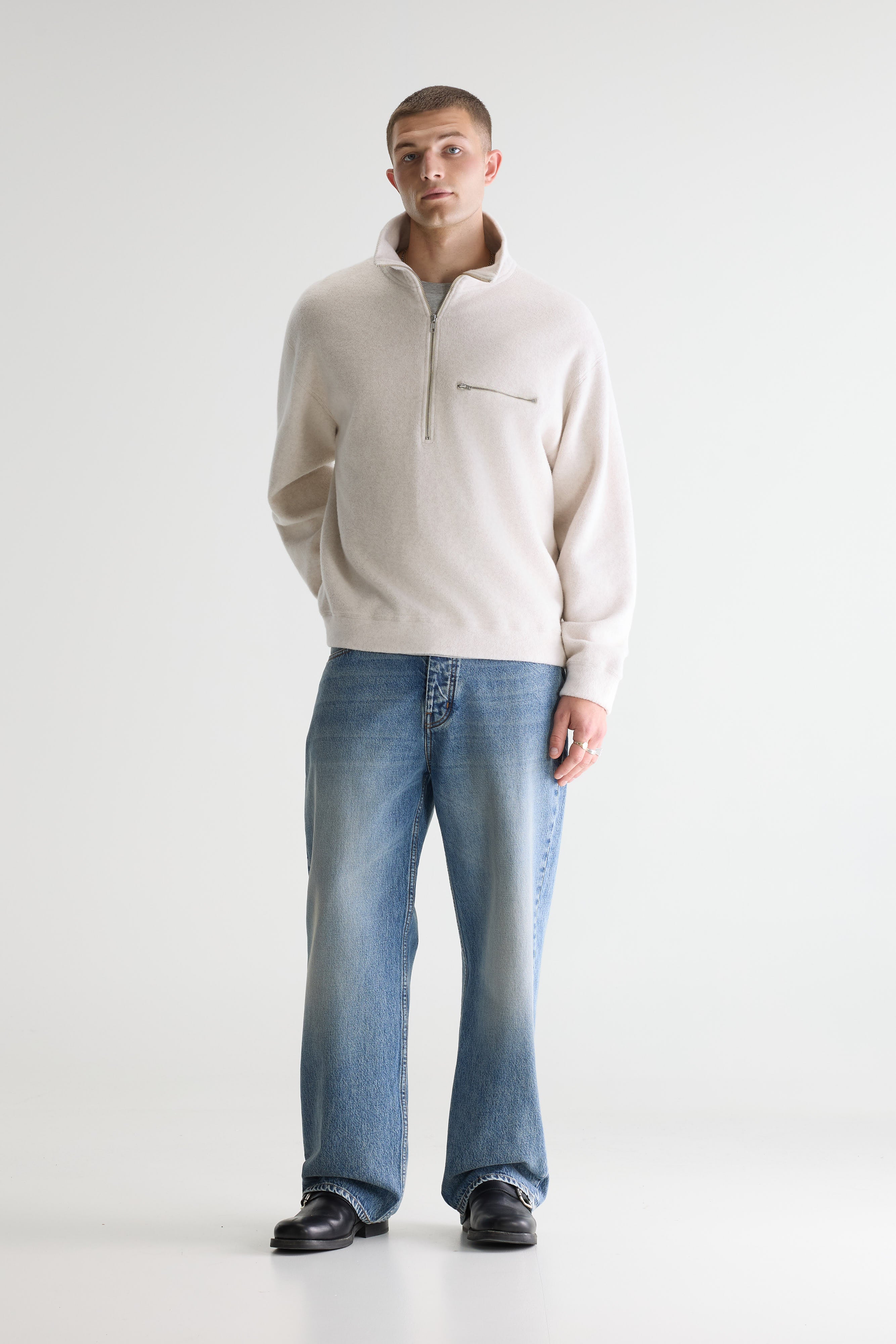 Maber Zipped-collar Sweatshirt - Calcaire For Men | Bellerose