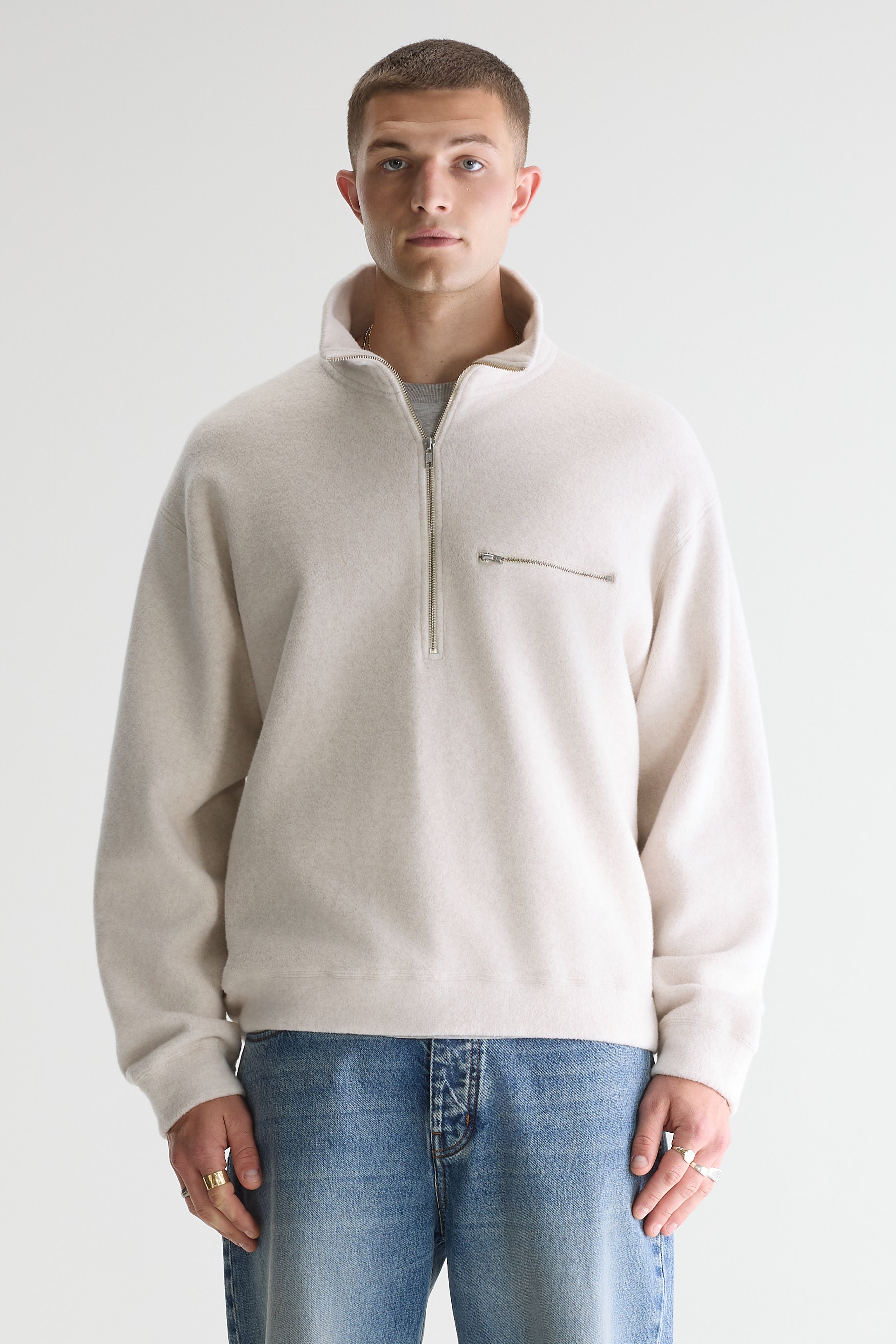 Maber Zipped-collar Sweatshirt - Calcaire For Men | Bellerose