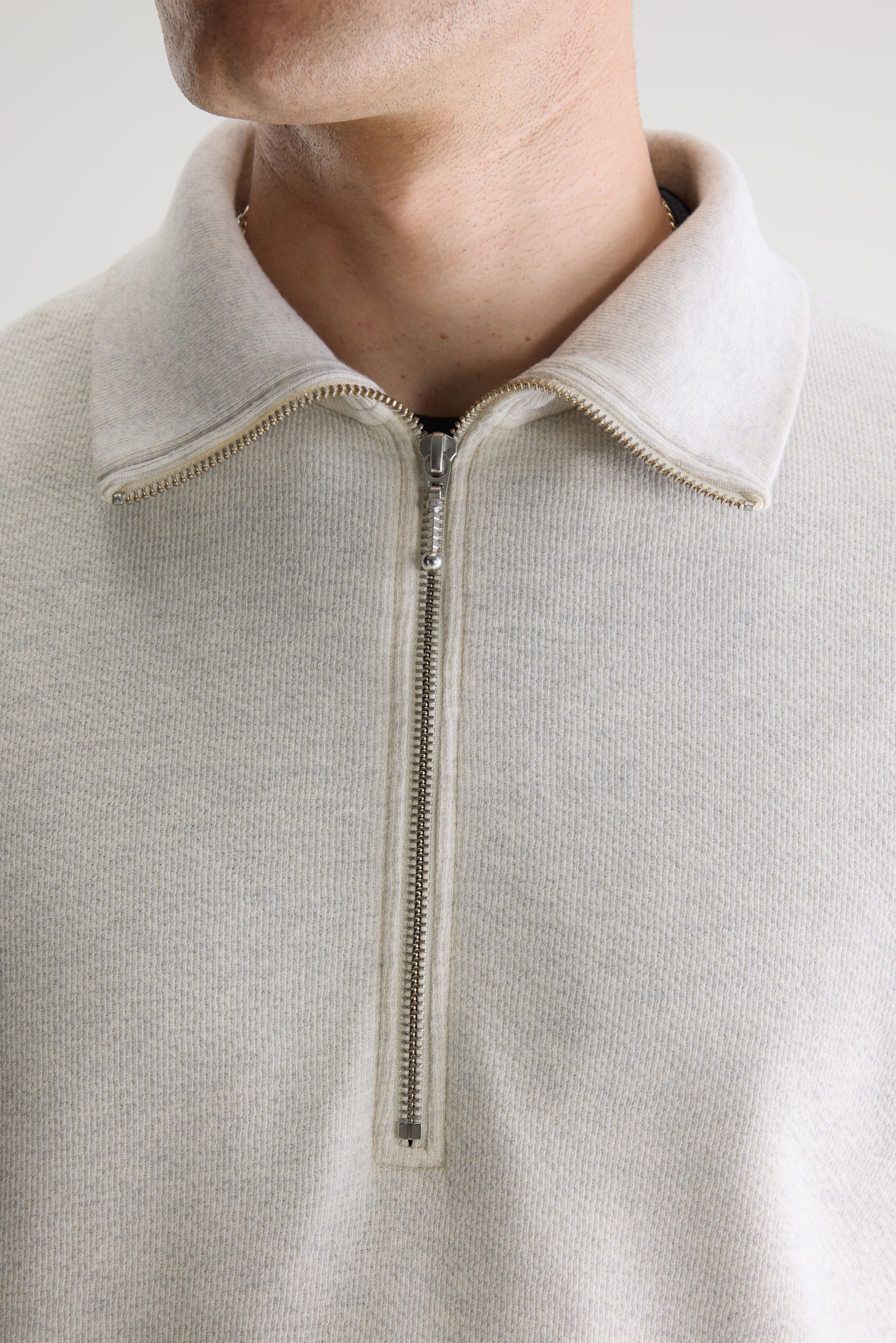 Spence Zipped-collar T-shirt - Oyster For Men | Bellerose