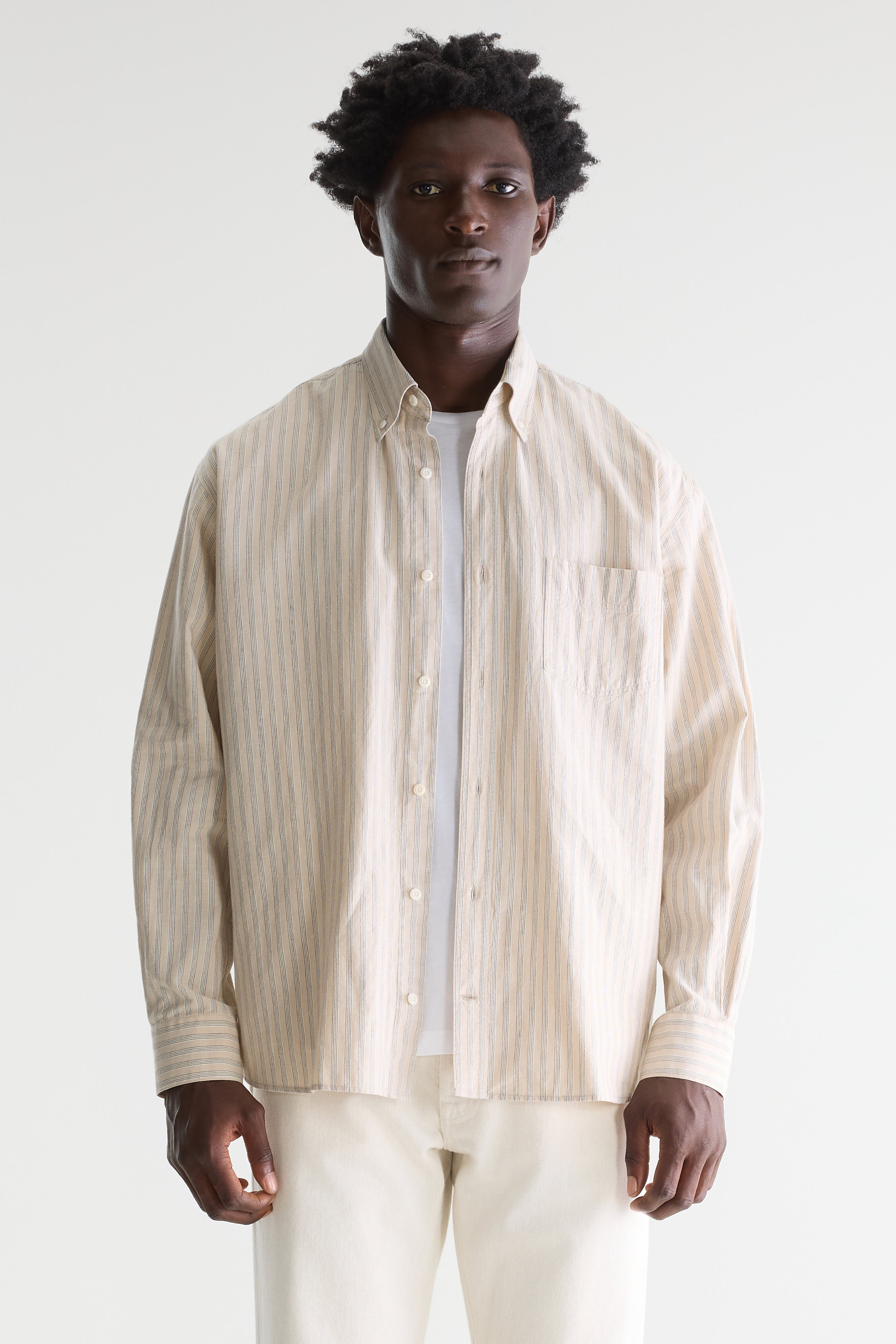 Lighto Striped Shirt - Chardon / White / Worker For Men | Bellerose