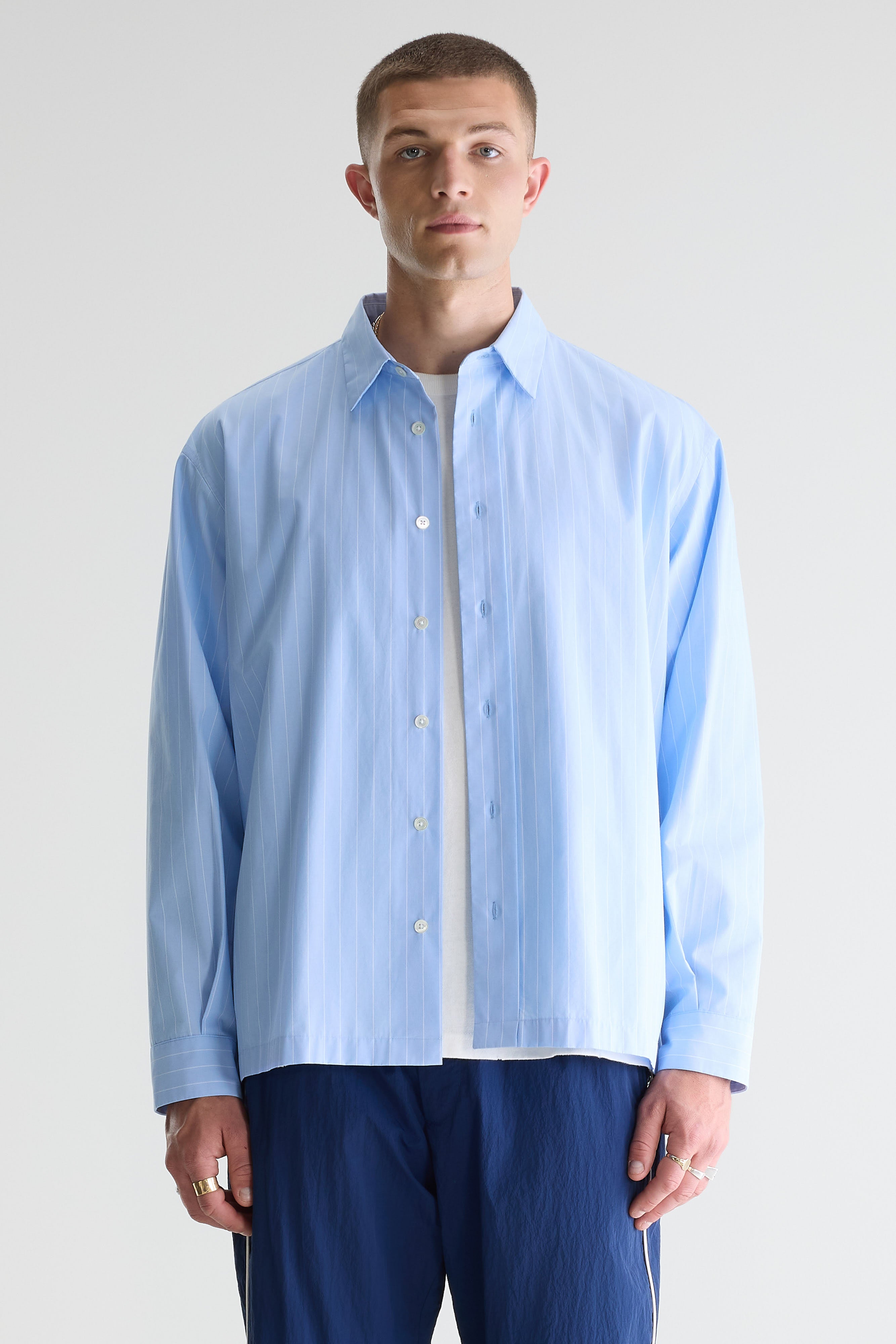 Flippy Striped Poplin Shirt - Cornflower / White For Men | Bellerose
