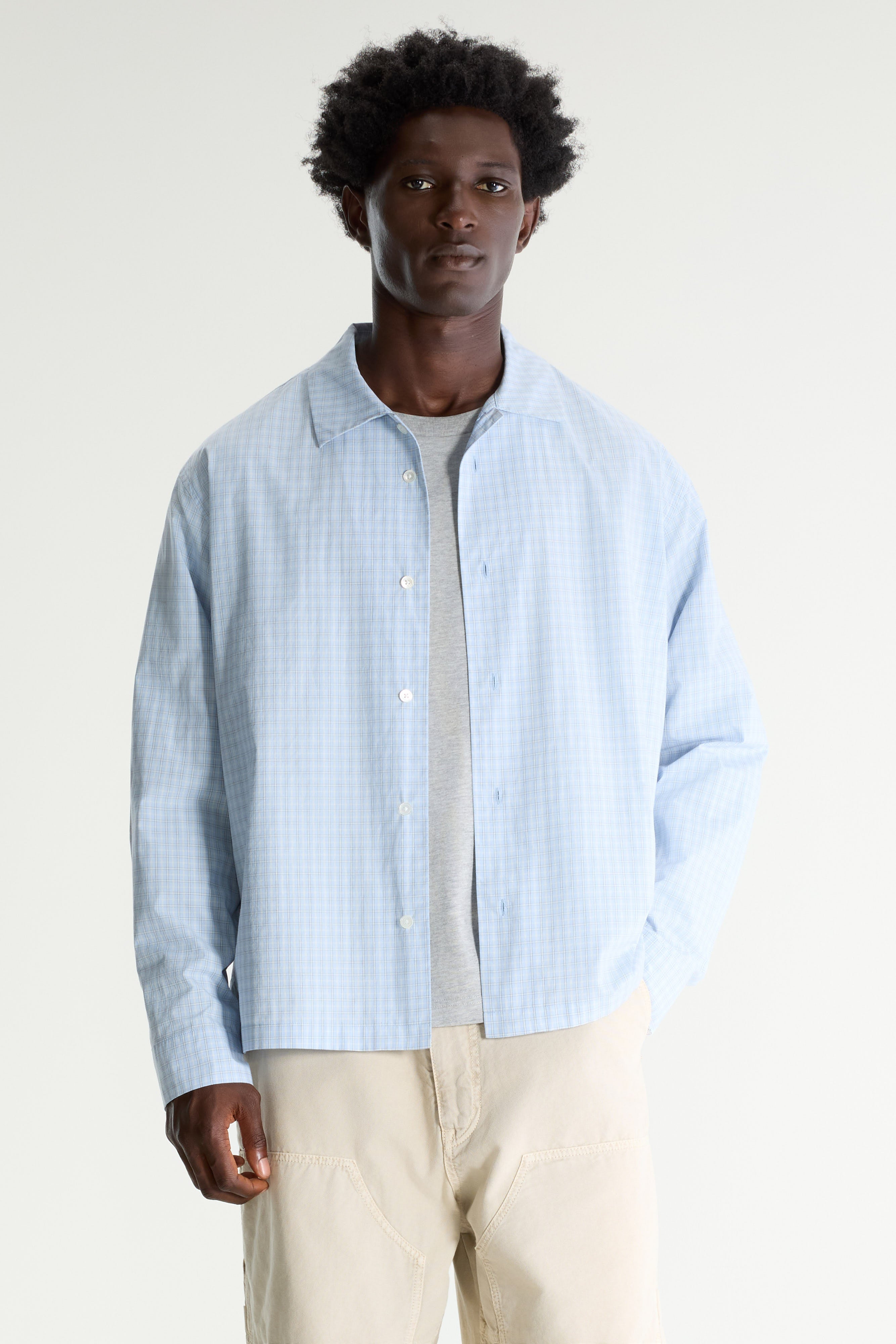 Japp Checkered Shirt - Chambray / Cornflower / White For Men | Bellerose