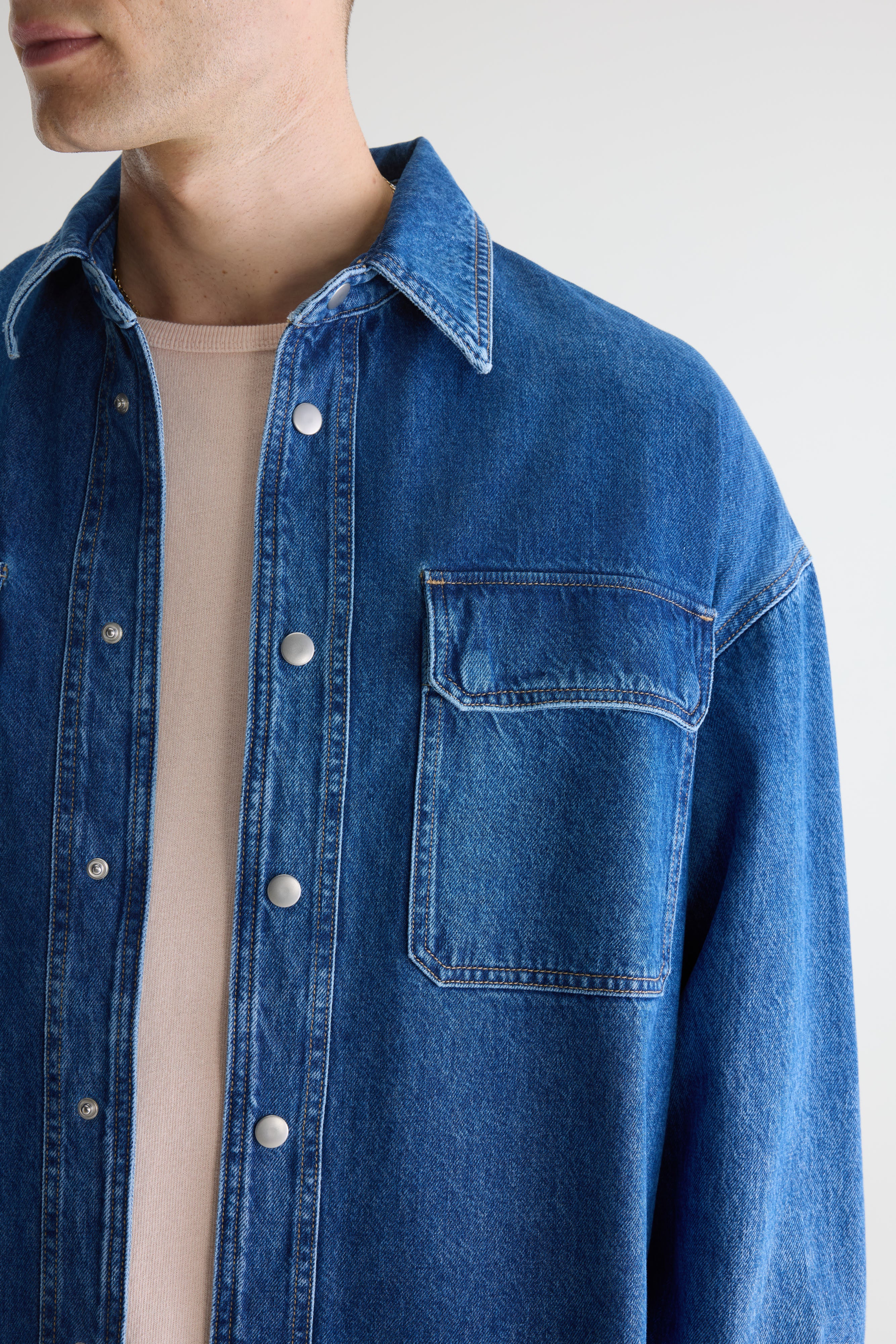 Poach denim overshirt (261 / M / MD BLUE MARBLE)