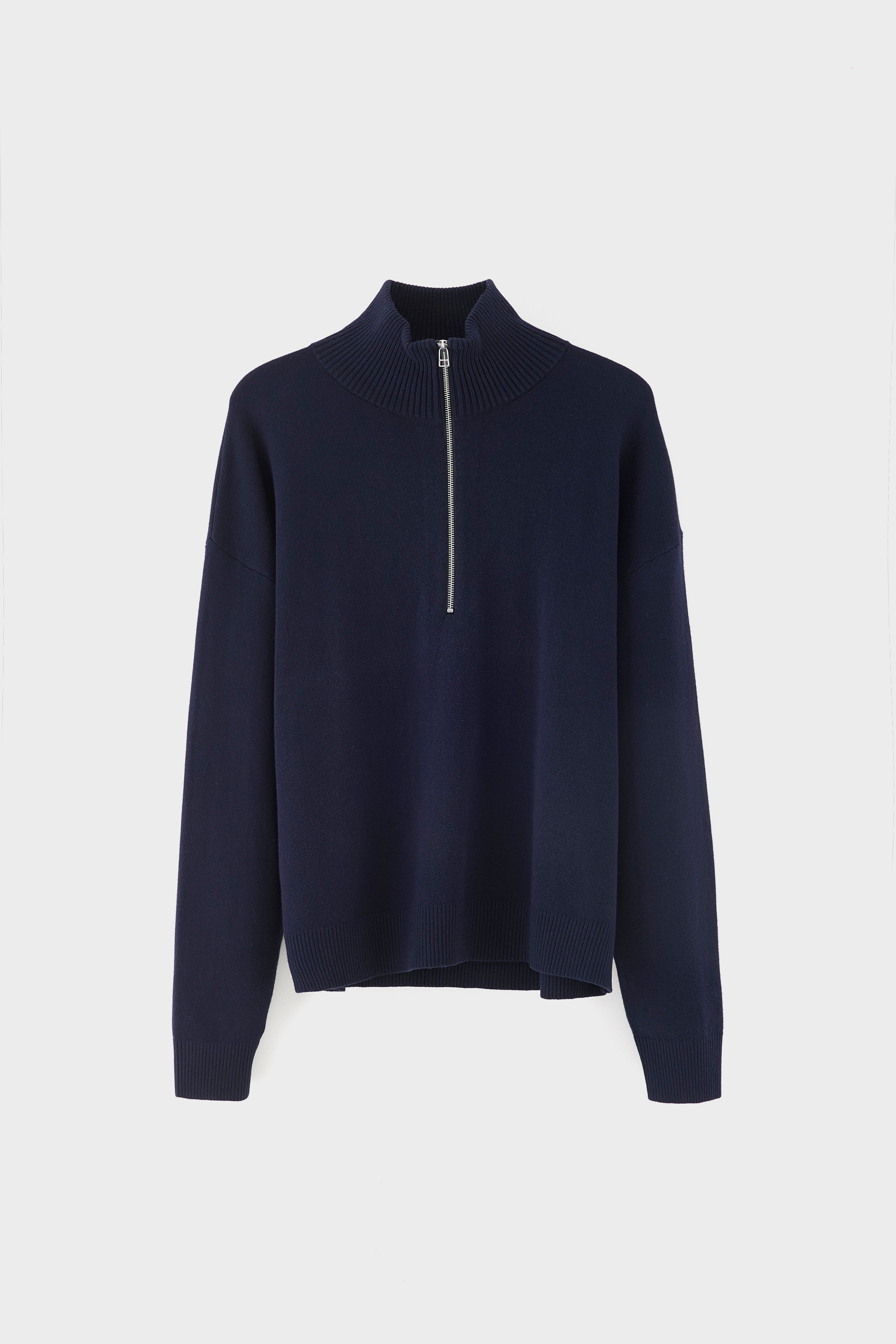 Geoze zipped high neck sweater (261 / M / NAVY)