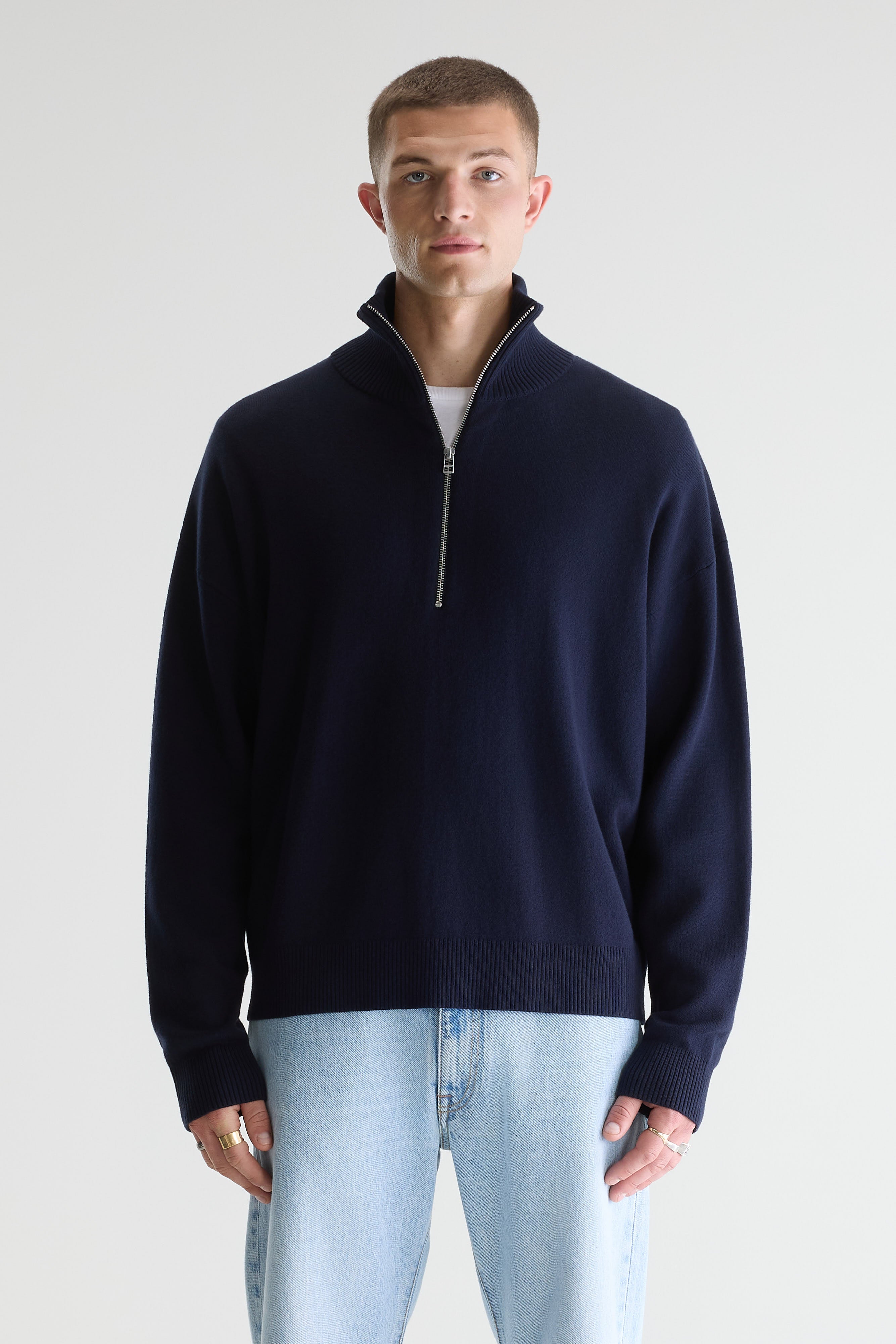 Geoze Zipped High Neck Sweater - Navy / Parker For Men | Bellerose